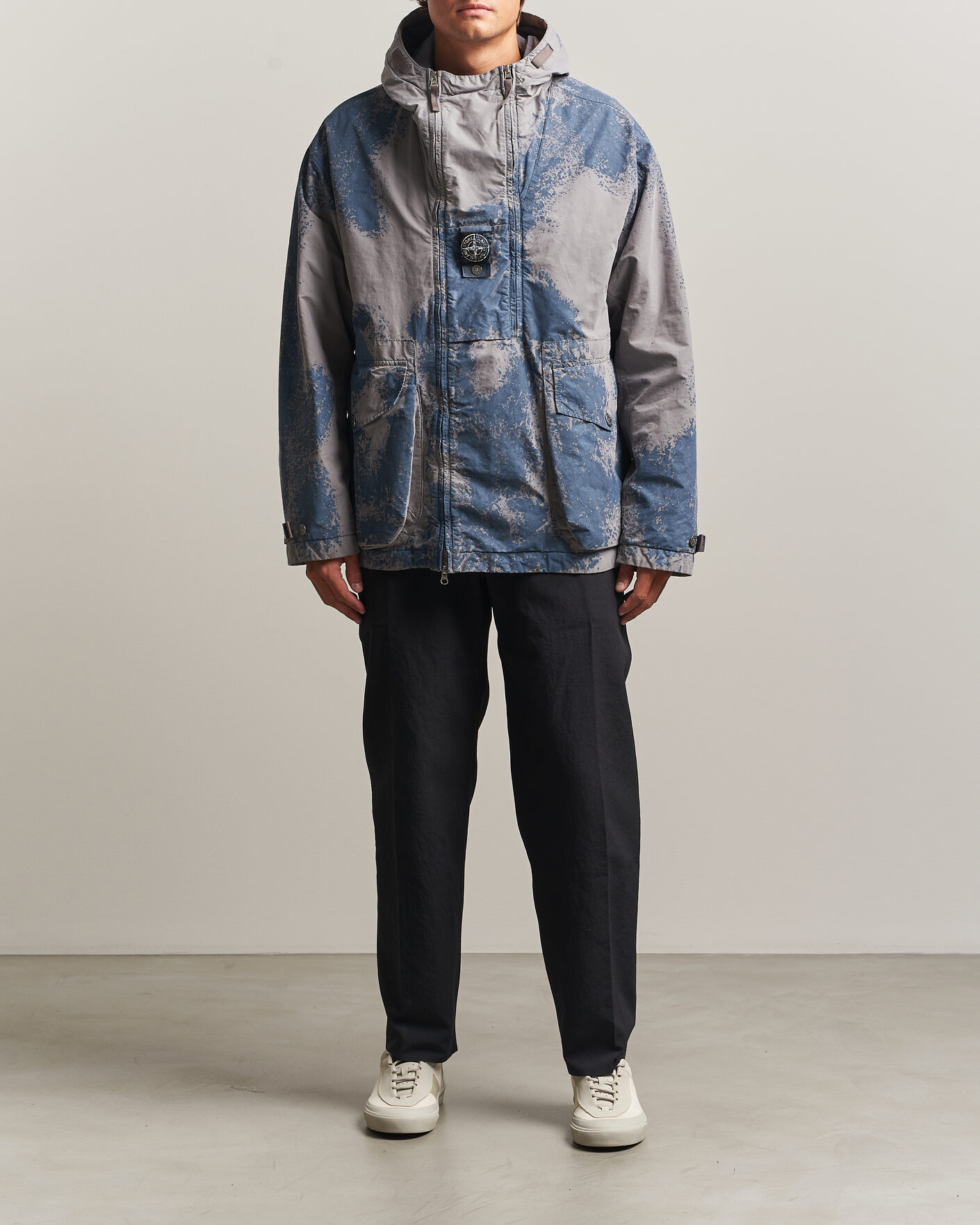 Uomini | Giacche | Stone Island | Hand Painted David Light TC Short Parka Grey