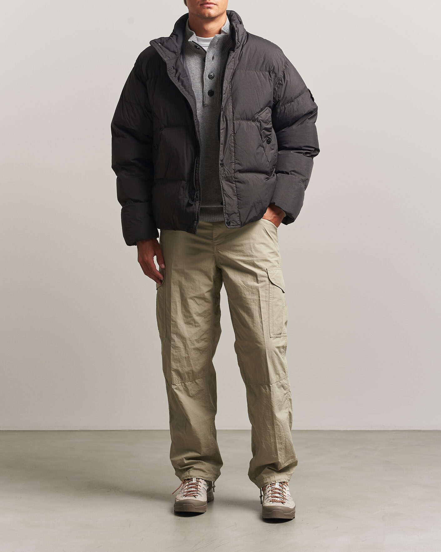 Uomini | Giacche | Stone Island | Crinkle Reps Padded Down Jacket Lead Grey