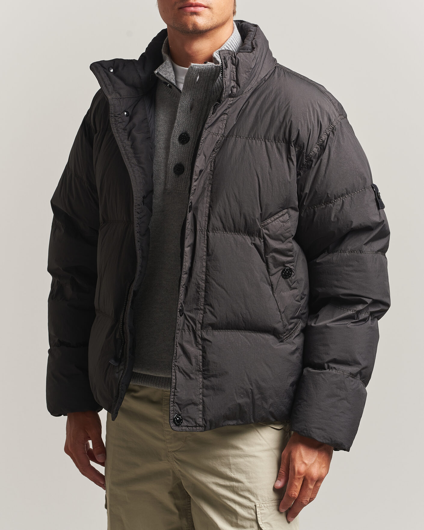Uomini | Giacche | Stone Island | Crinkle Reps Padded Down Jacket Lead Grey