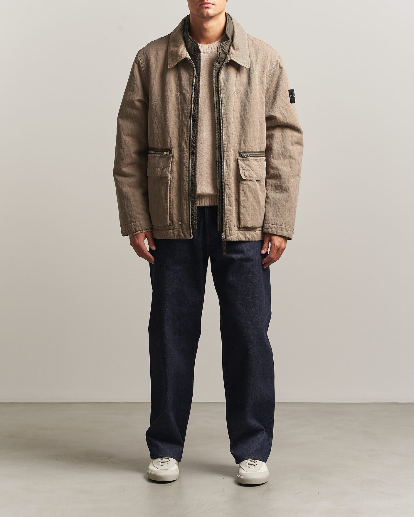 Uomini | Giacche | Stone Island | Diagonal Cotton/Wool Field Jacket Biscuit
