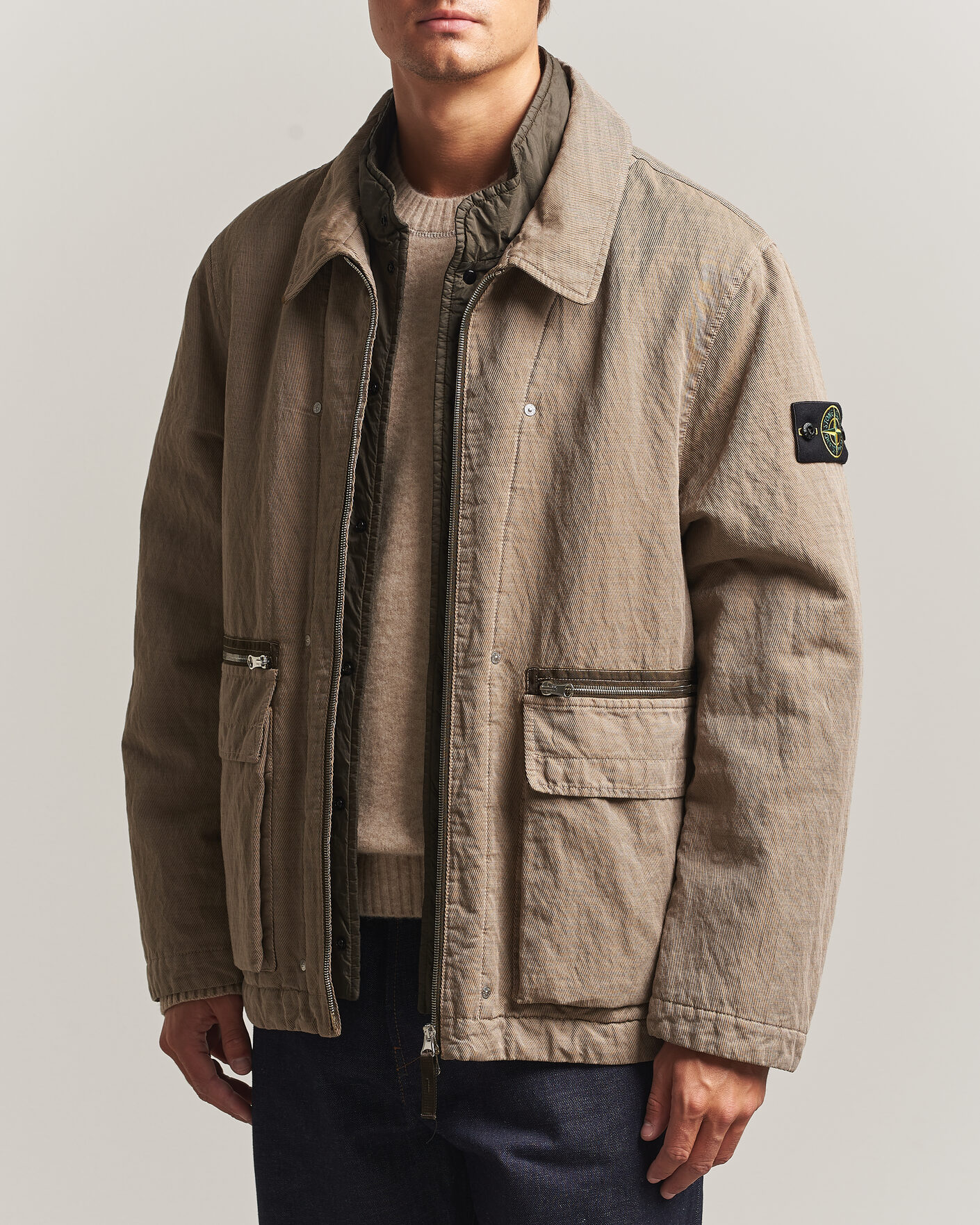 Uomini | Giacche | Stone Island | Diagonal Cotton/Wool Field Jacket Biscuit