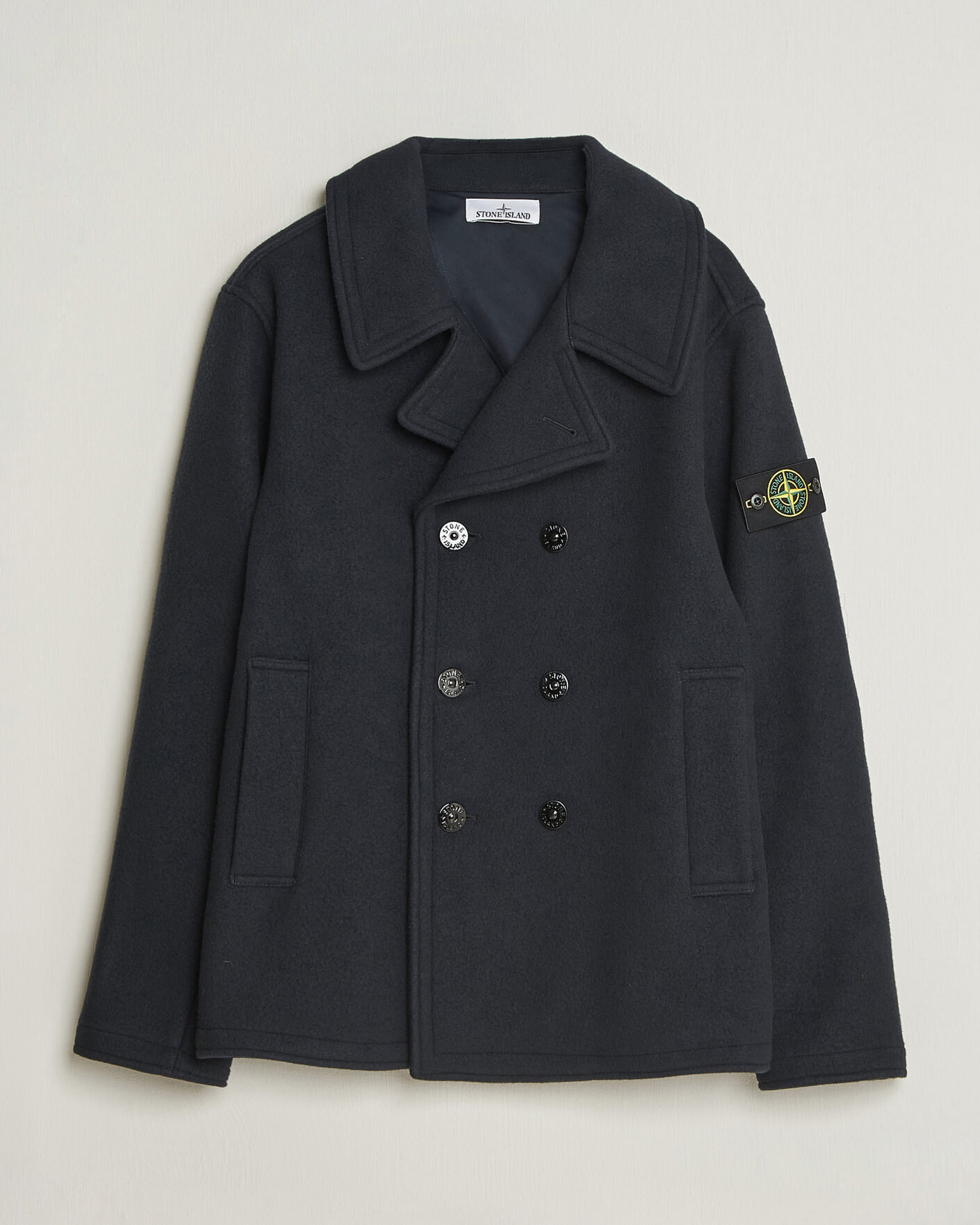 Uomini | Giacche | Stone Island | Heavy Melton Wool Peacoat Navy Blue