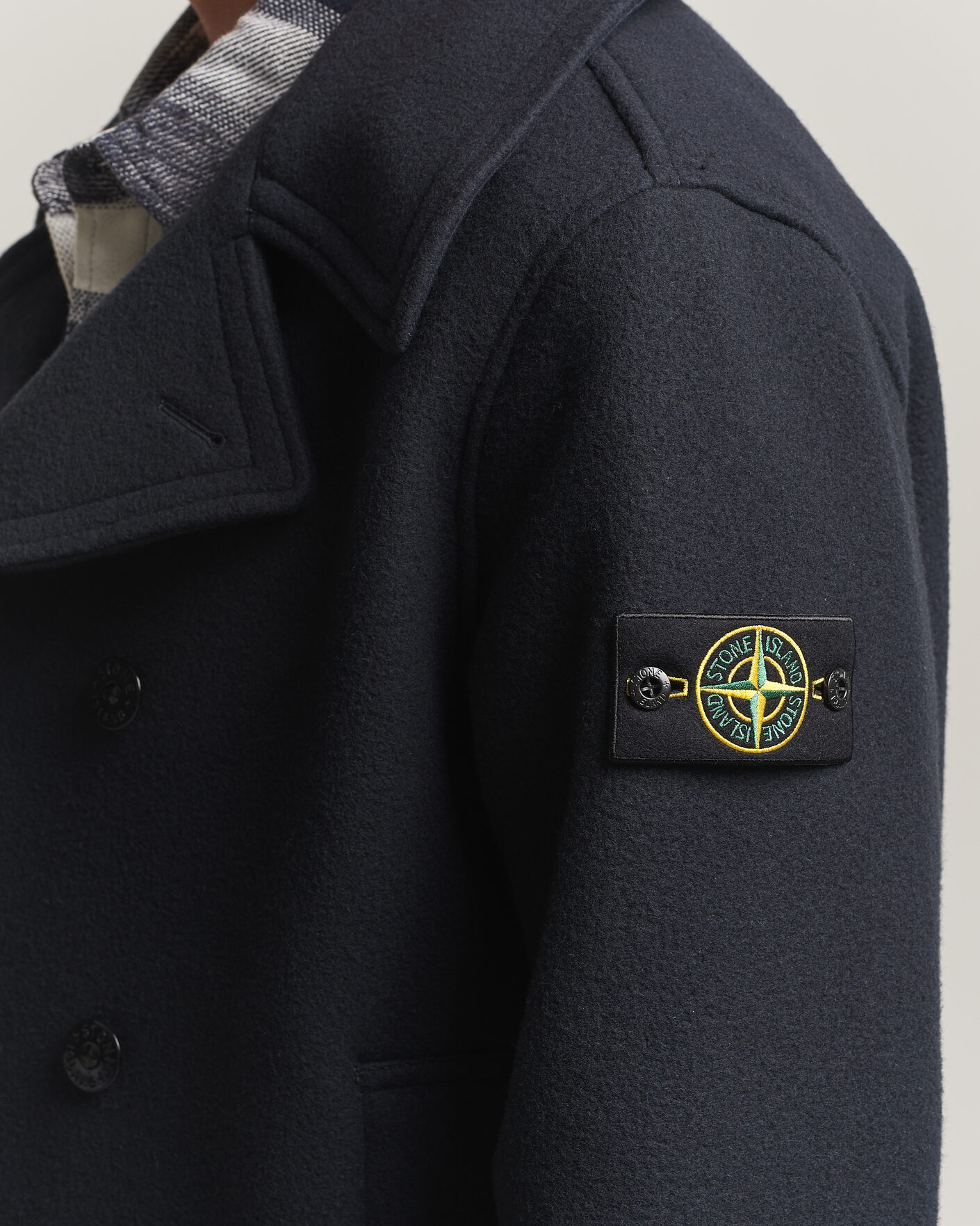Uomini | Giacche | Stone Island | Heavy Melton Wool Peacoat Navy Blue