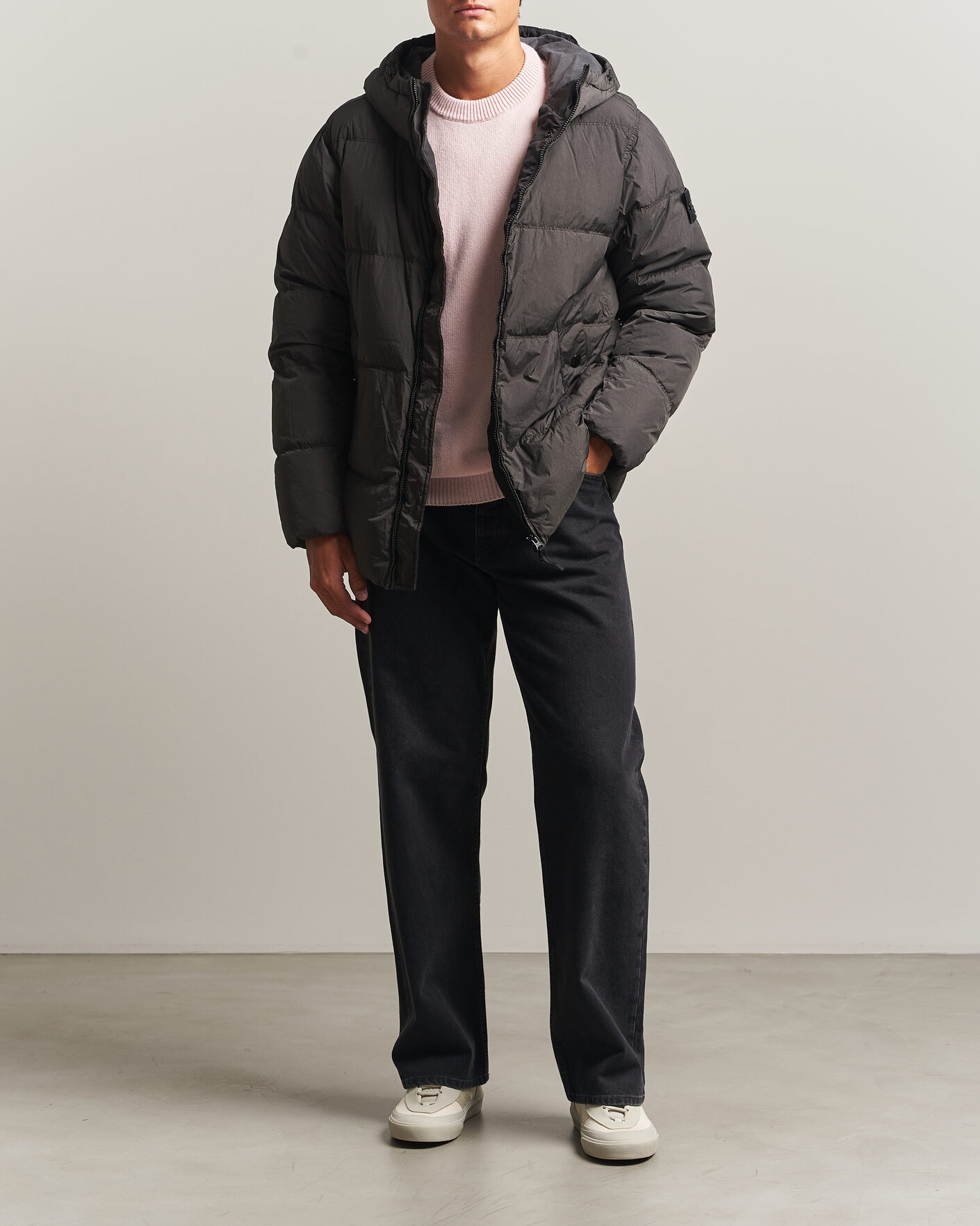 Uomini | Giacche | Stone Island | Crinkle Reps Padded Hood Down Jacket Grey