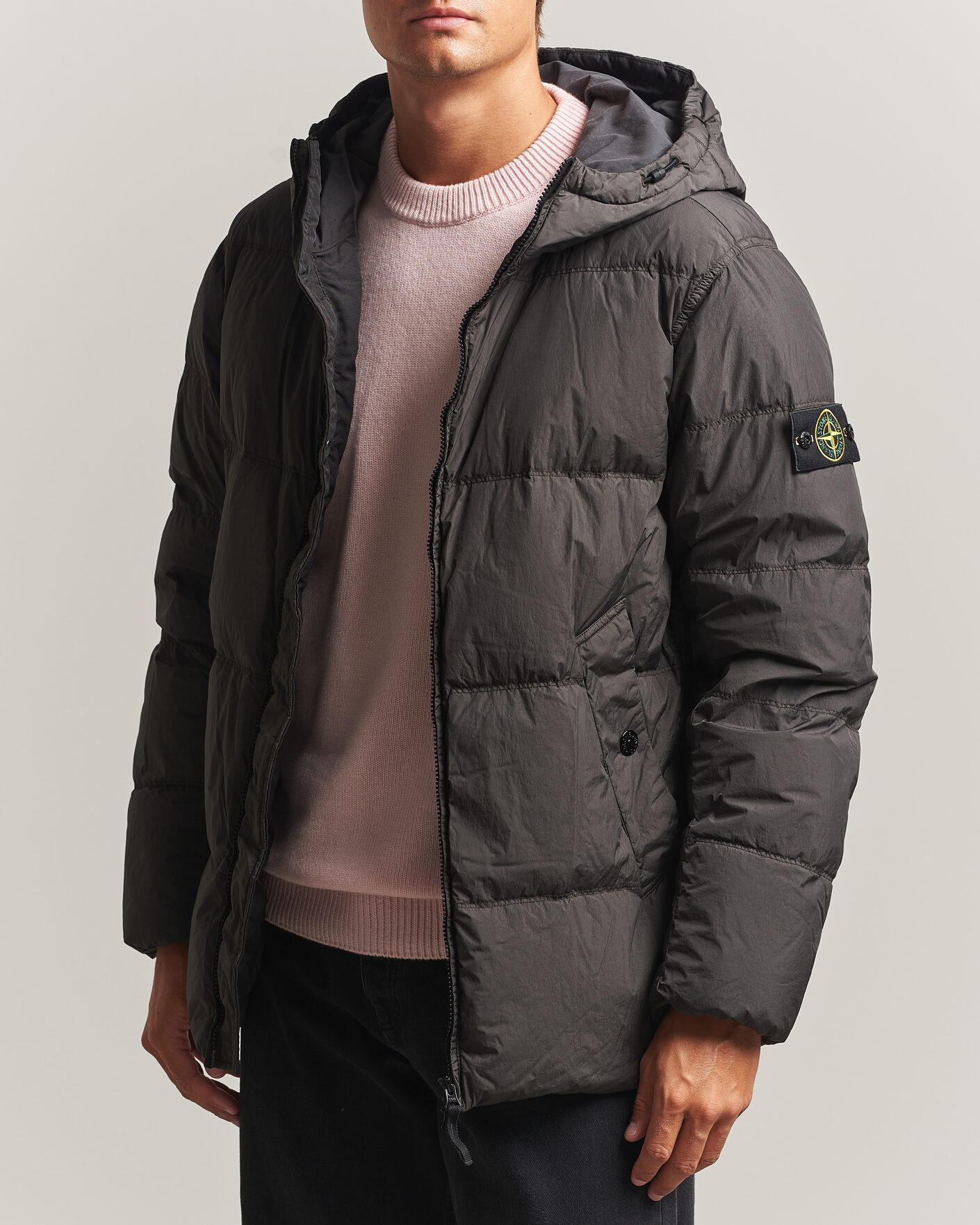 Uomini | Giacche | Stone Island | Crinkle Reps Padded Hood Down Jacket Grey