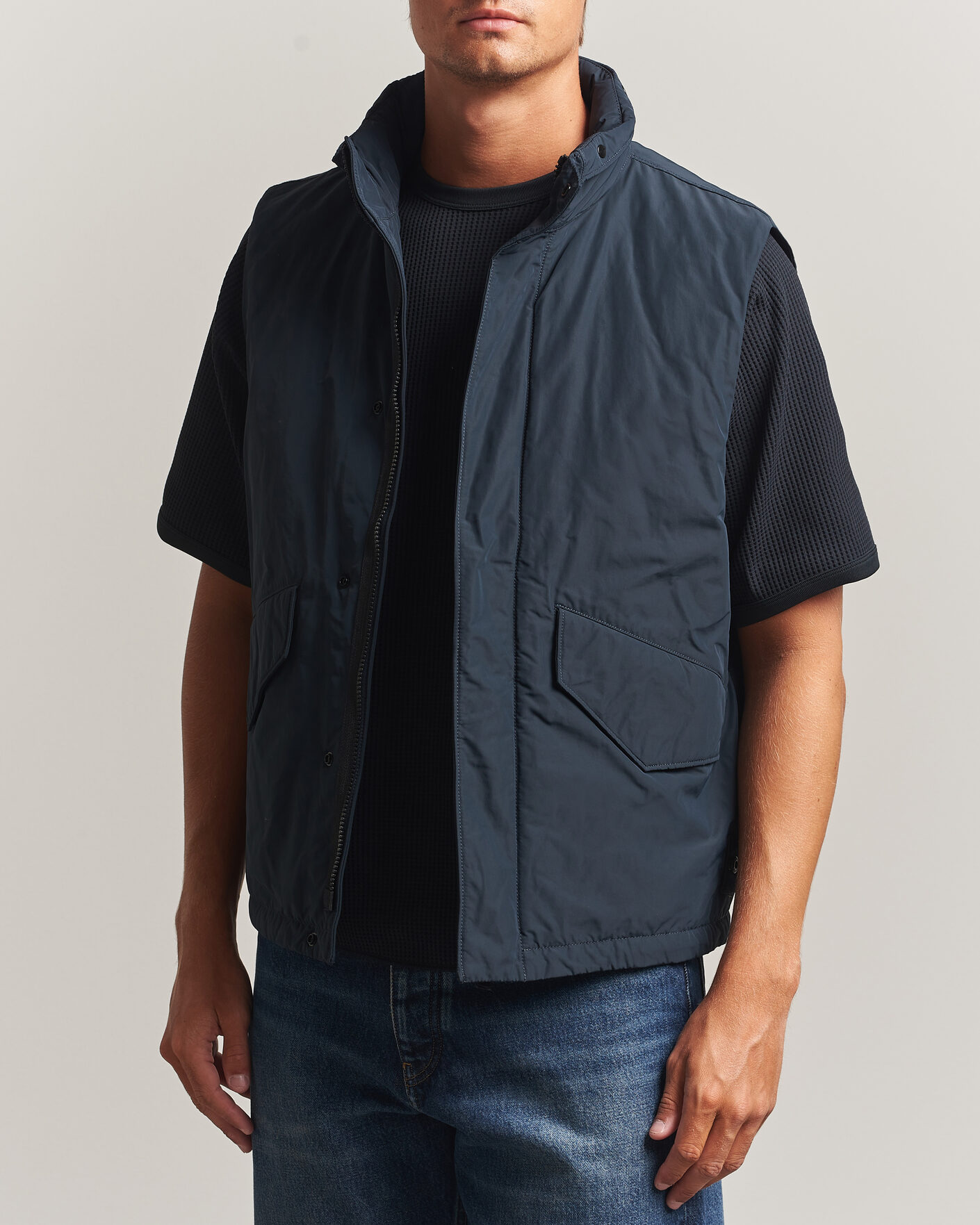 Uomini | Gilet | Stone Island | Micro Twill Padded Vest Navy Blue
