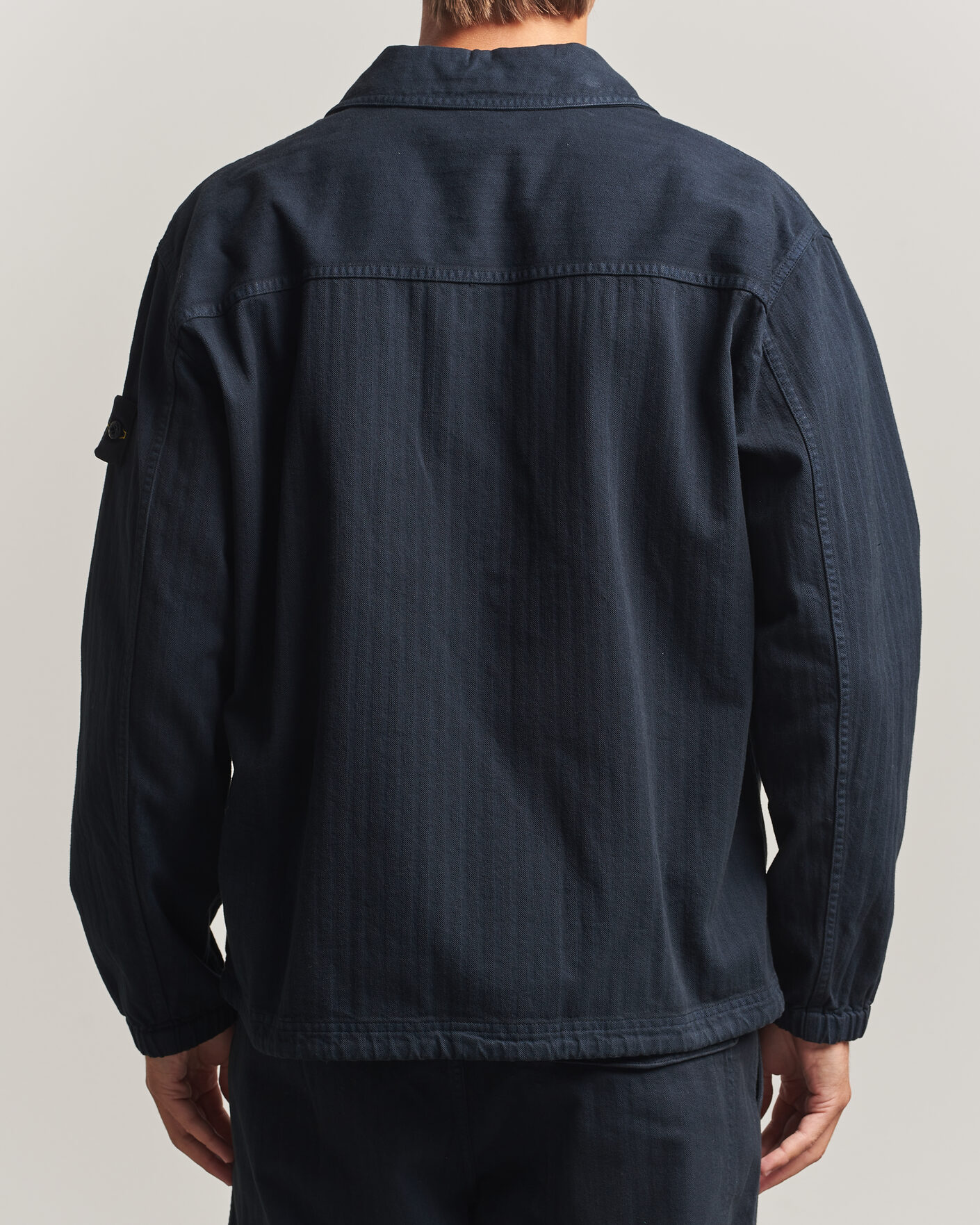 Uomini | Camicie | Stone Island | Garment Dyed Cotton Herringbone Overshirt Navy Blue