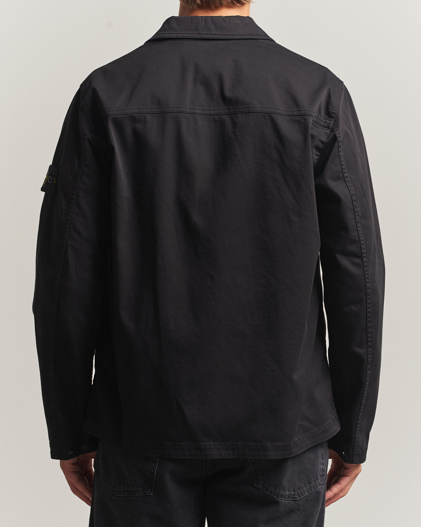 Uomini | Camicie | Stone Island | Organic Cotton Satin Stretch Zip Overshirt Black