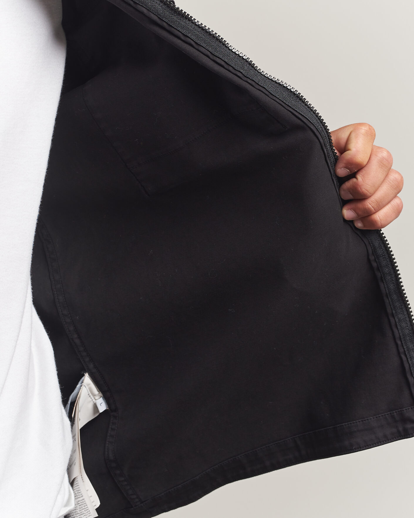 Uomini | Camicie | Stone Island | Organic Cotton Satin Stretch Zip Overshirt Black