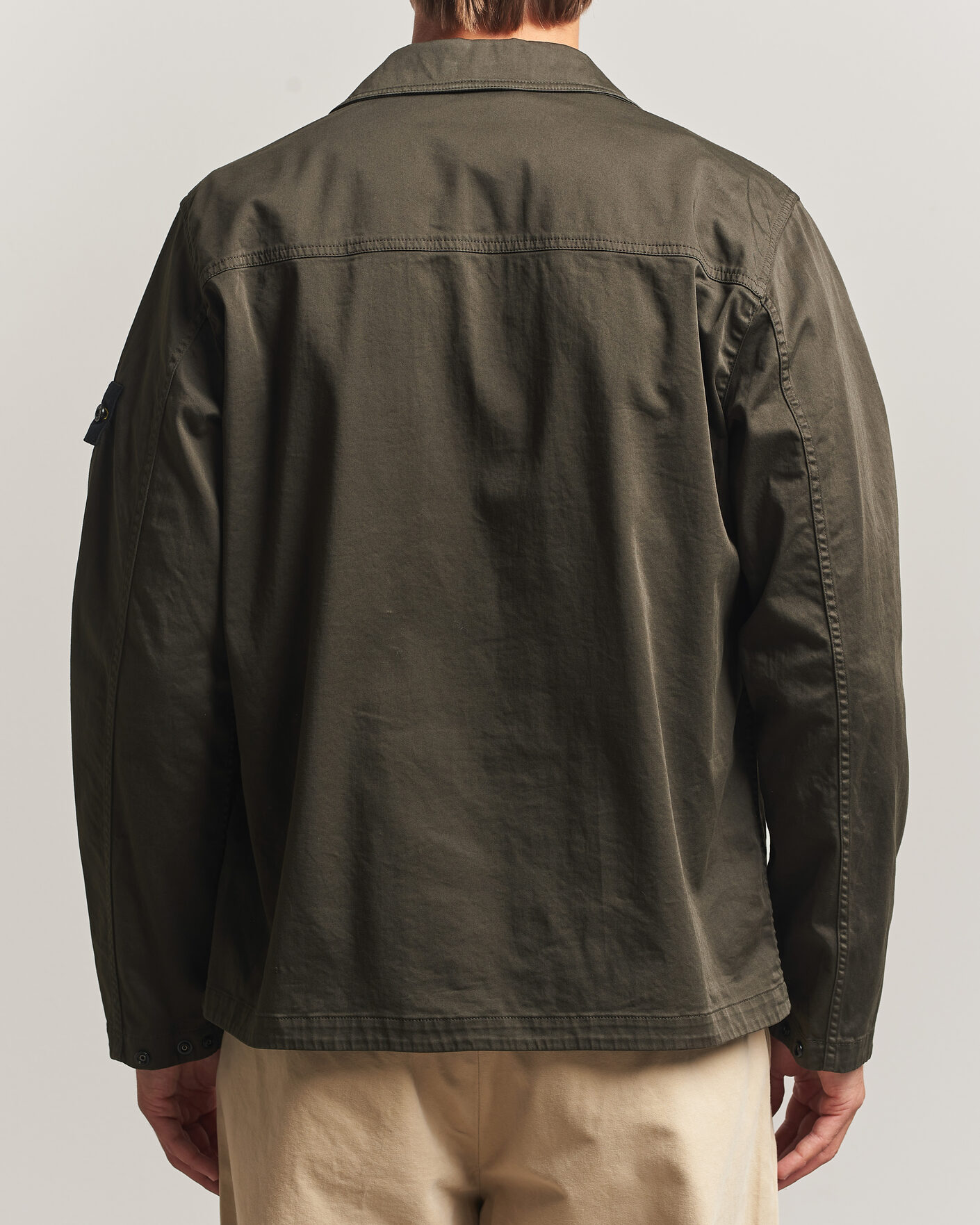 Uomini | Camicie | Stone Island | Organic Cotton Satin Stretch Zip Overshirt Grey