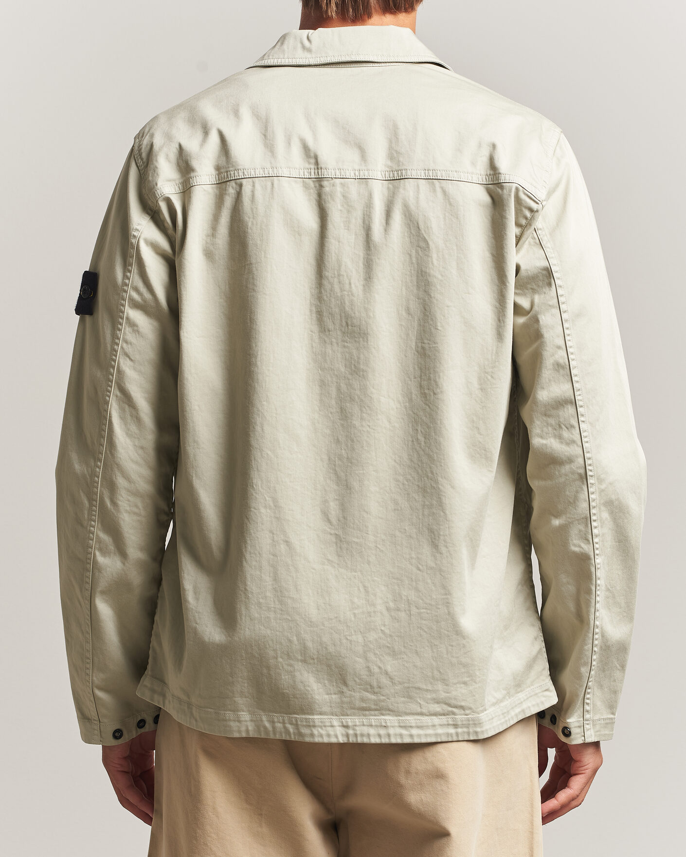 Uomini | Camicie | Stone Island | Organic Cotton Satin Stretch Zip Overshirt Sand