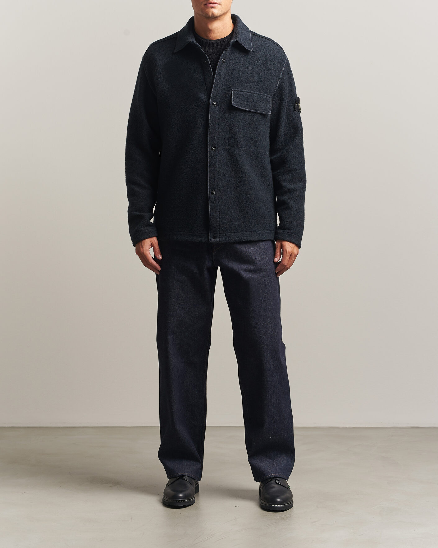 Uomini | Camicie | Stone Island | Micro Bouclé Overshirt Navy Blue