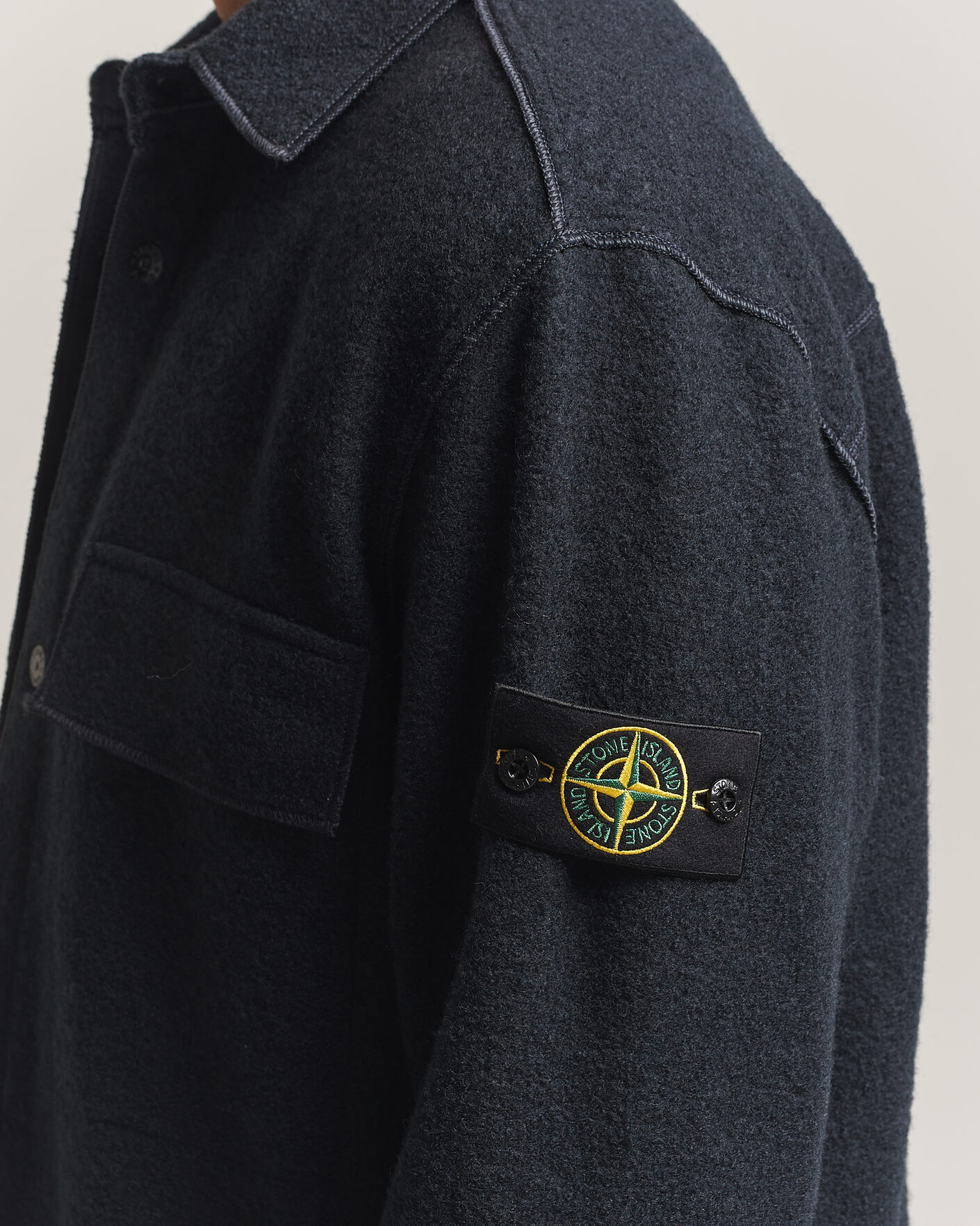 Uomini | Camicie | Stone Island | Micro Bouclé Overshirt Navy Blue
