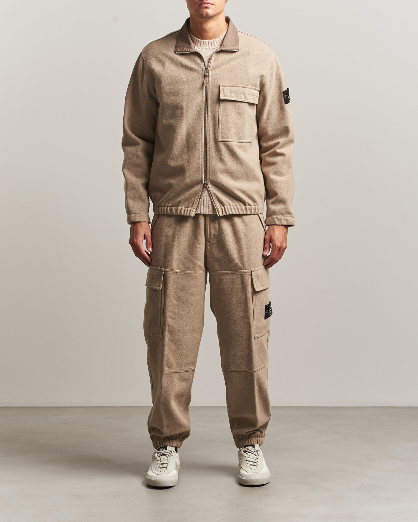 Uomini | Giacche | Stone Island | Wool/Nylon Flannel Jacket Biscuit