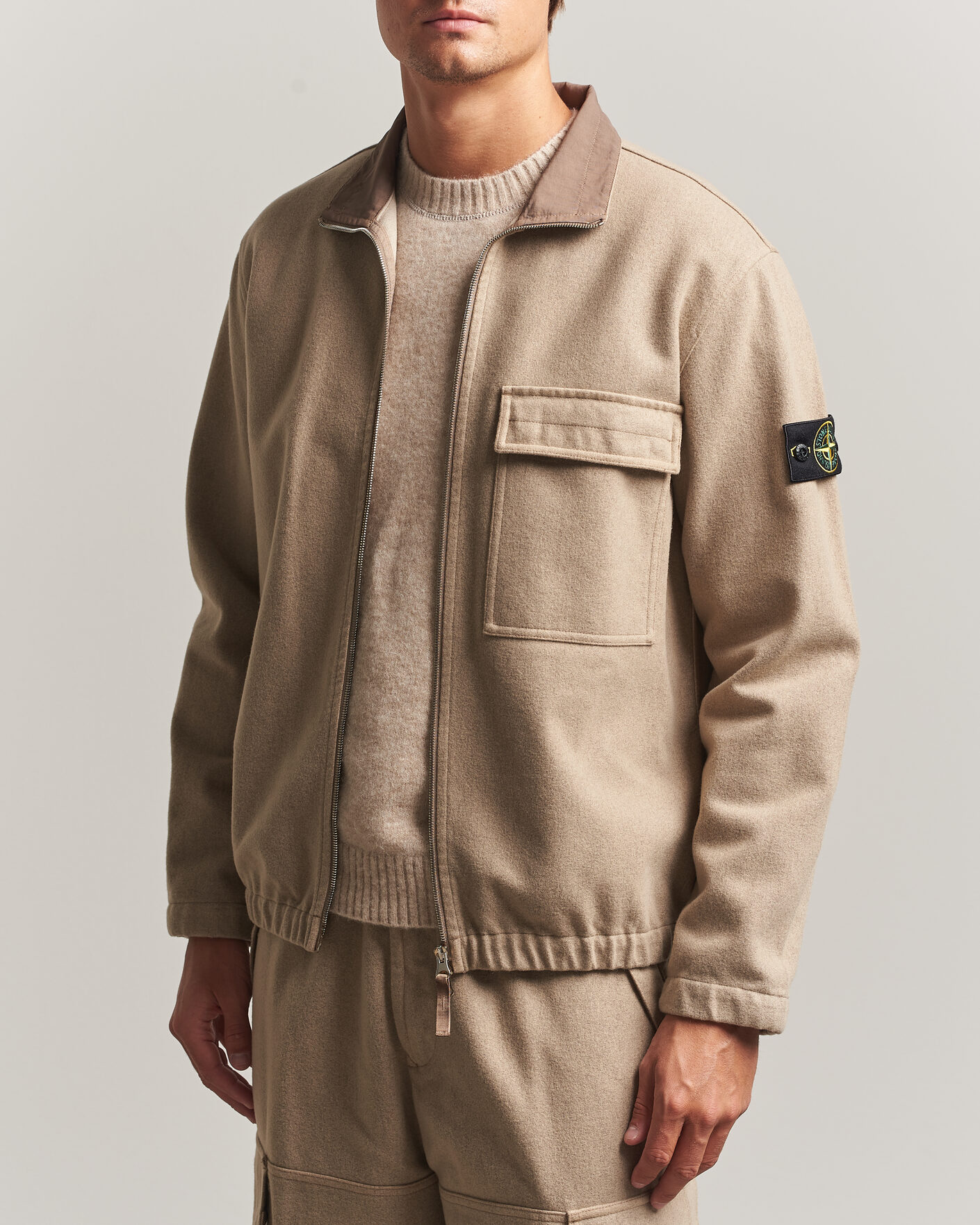 Uomini | Giacche | Stone Island | Wool/Nylon Flannel Jacket Biscuit