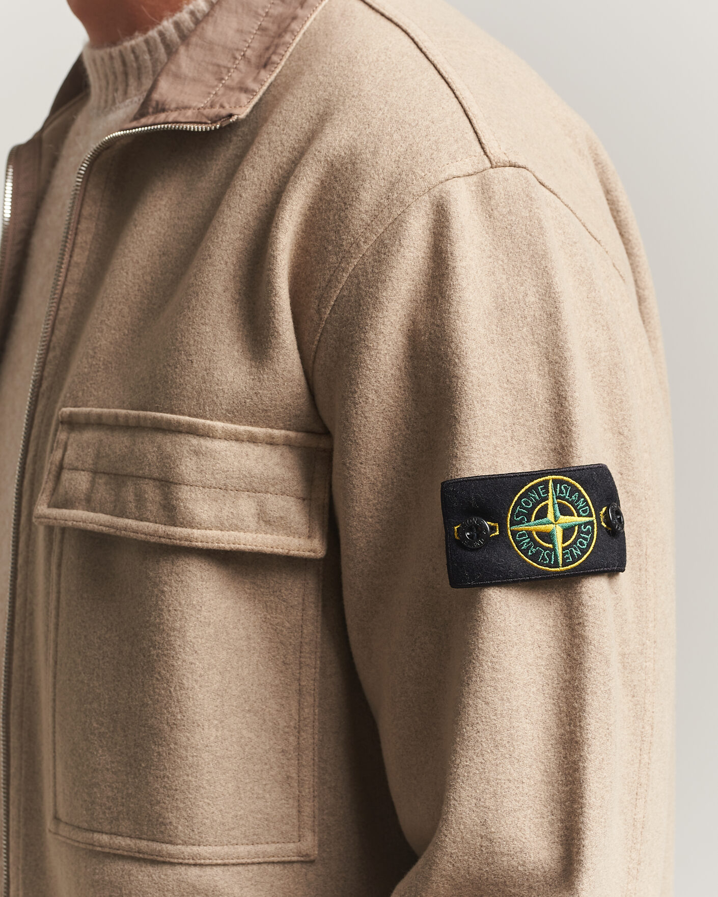 Uomini | Giacche | Stone Island | Wool/Nylon Flannel Jacket Biscuit