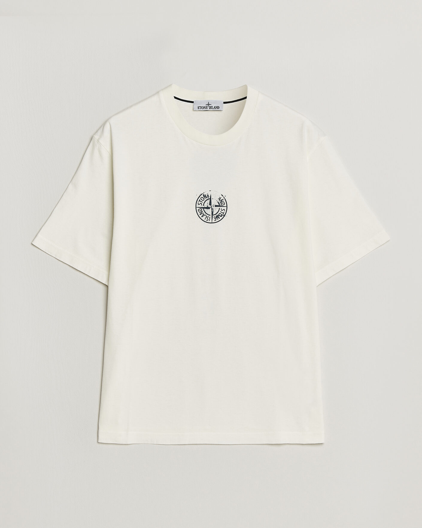 Uomini | T-shirt | Stone Island | Vertical Placement Print Cotton T-Shirt Ivory
