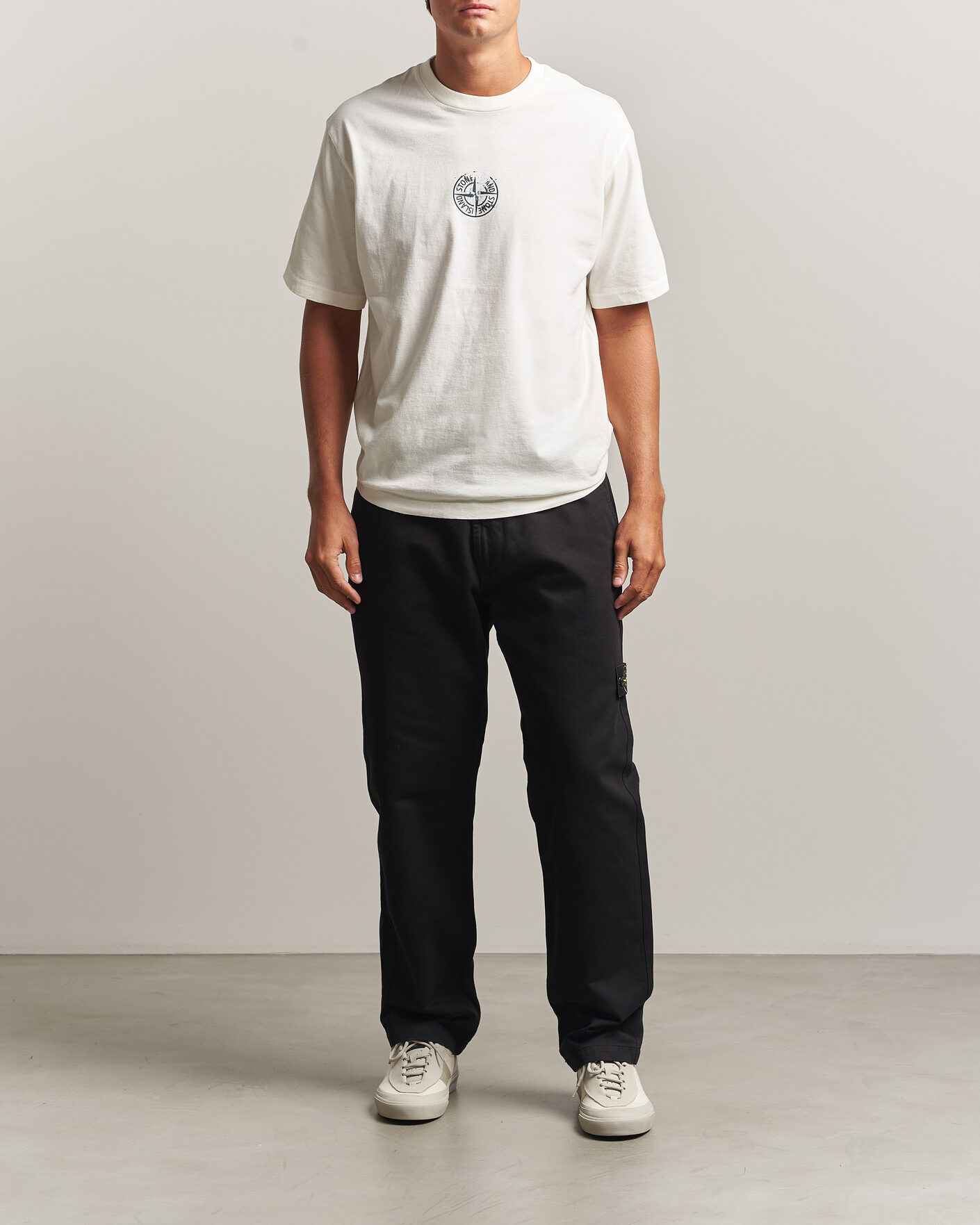 Uomini | T-shirt | Stone Island | Vertical Placement Print Cotton T-Shirt Ivory
