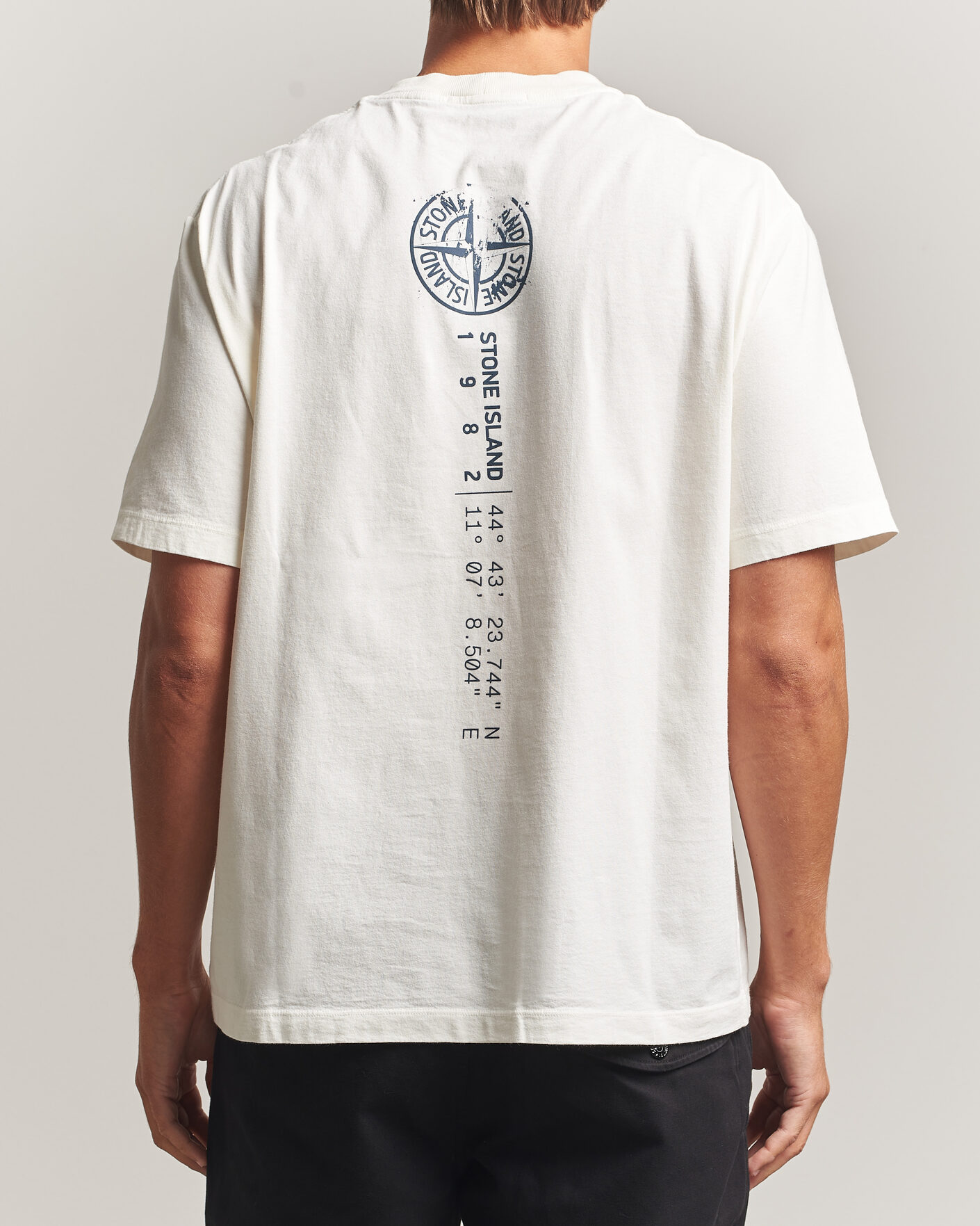 Uomini | T-shirt | Stone Island | Vertical Placement Print Cotton T-Shirt Ivory