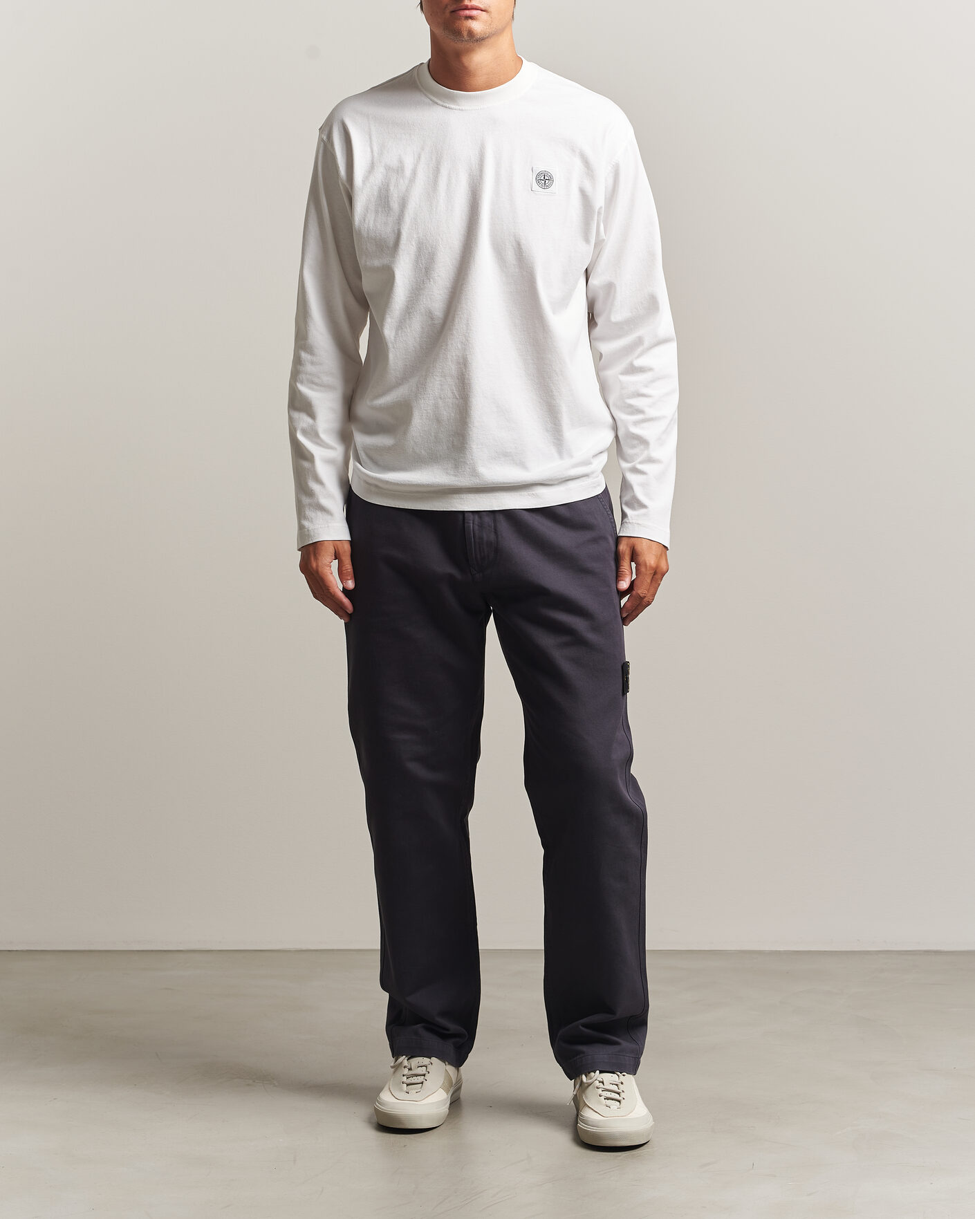 Uomini | T-shirt | Stone Island | Organic Cotton Jersey Long Sleeve T-Shirt White