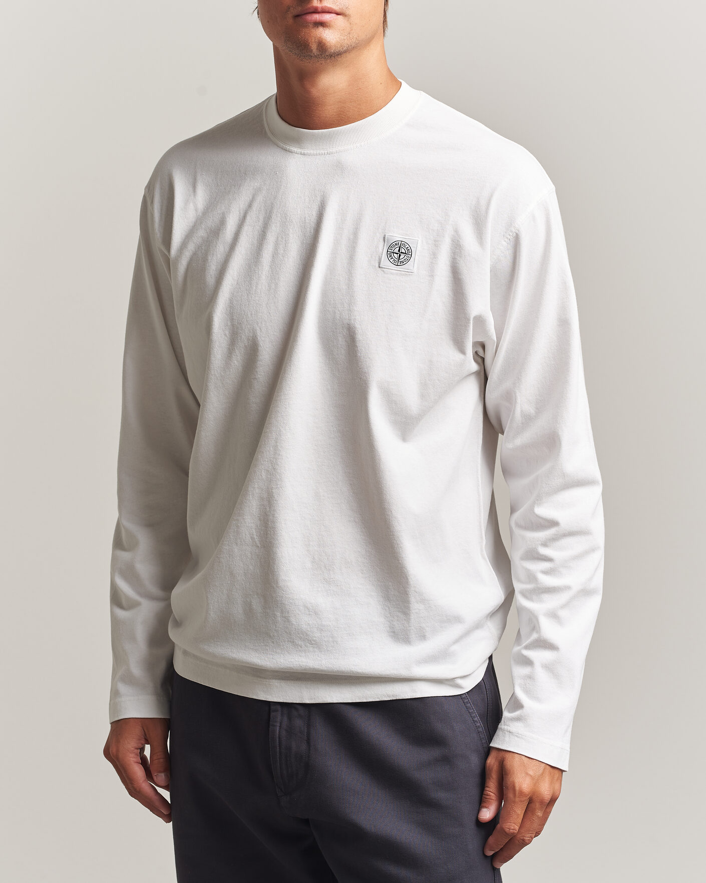 Uomini | T-shirt | Stone Island | Organic Cotton Jersey Long Sleeve T-Shirt White
