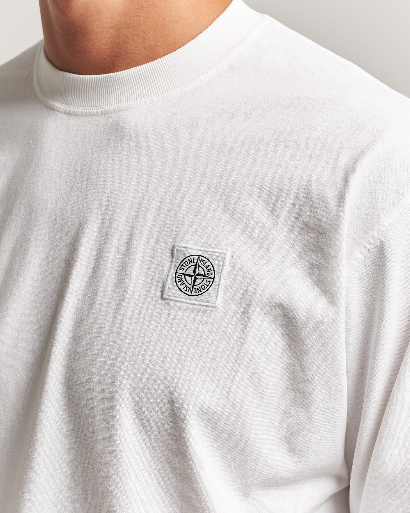 Uomini | T-shirt | Stone Island | Organic Cotton Jersey Long Sleeve T-Shirt White