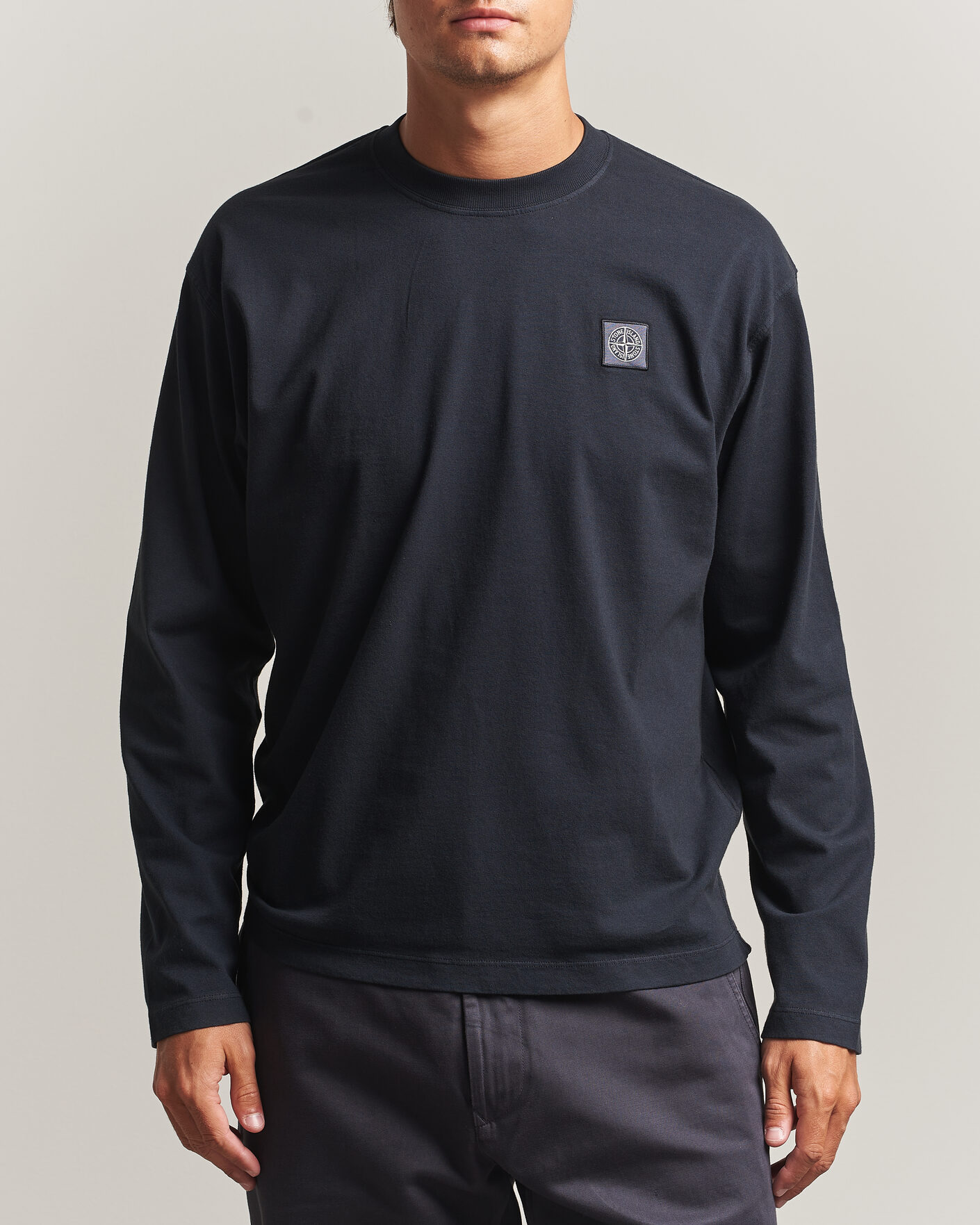 Uomini | T-shirt | Stone Island | Organic Cotton Jersey Long Sleeve T-Shirt Navy Blue