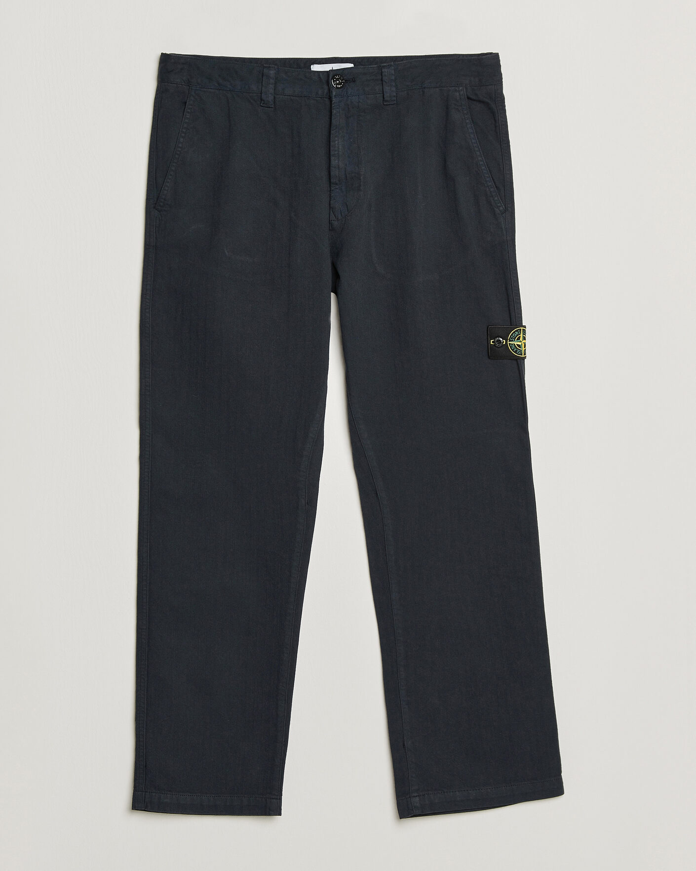 Uomini | Pantaloni | Stone Island | Cotton Herringbone Pants Navy Blue