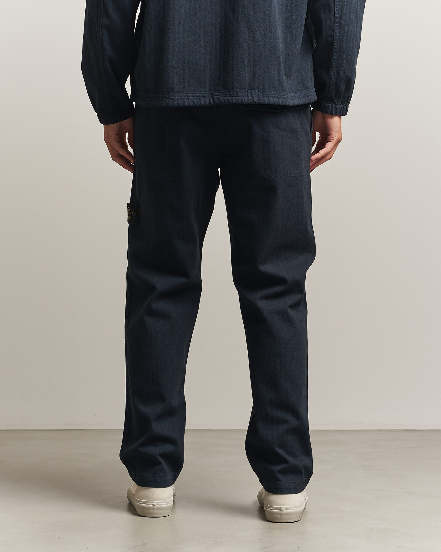 Uomini | Pantaloni | Stone Island | Cotton Herringbone Pants Navy Blue