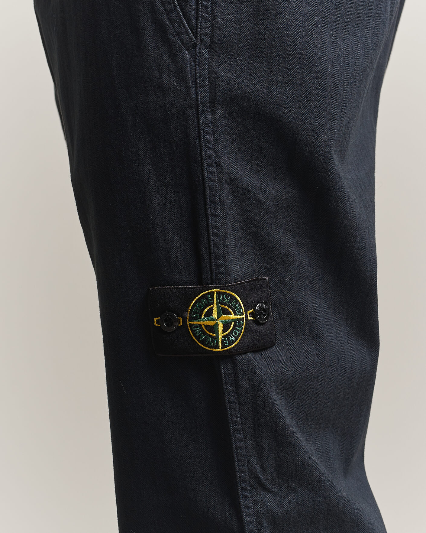 Uomini | Pantaloni | Stone Island | Cotton Herringbone Pants Navy Blue