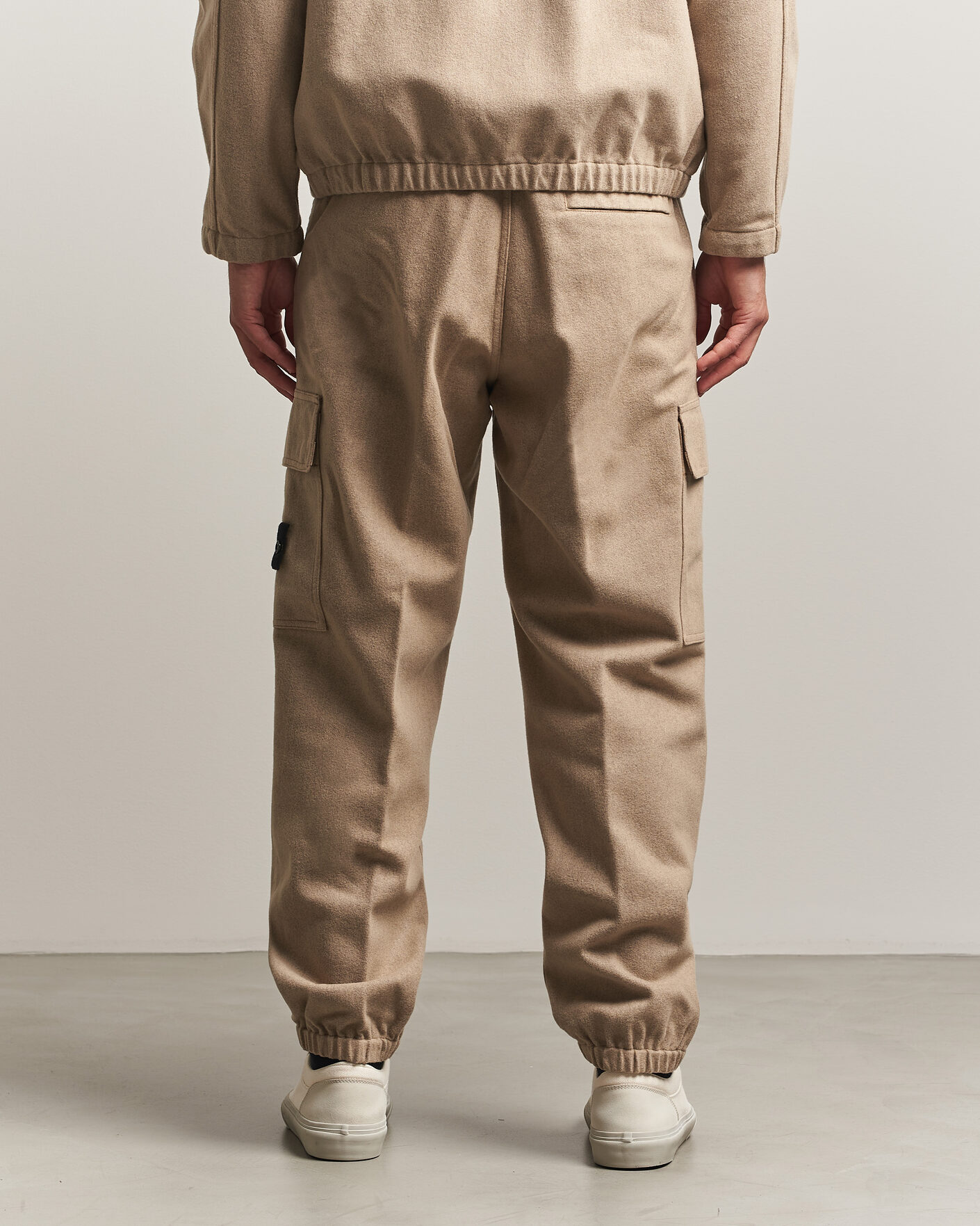 Uomini | Pantaloni | Stone Island | Wool/Nylon Flannel Cargo Trousers Biscuit