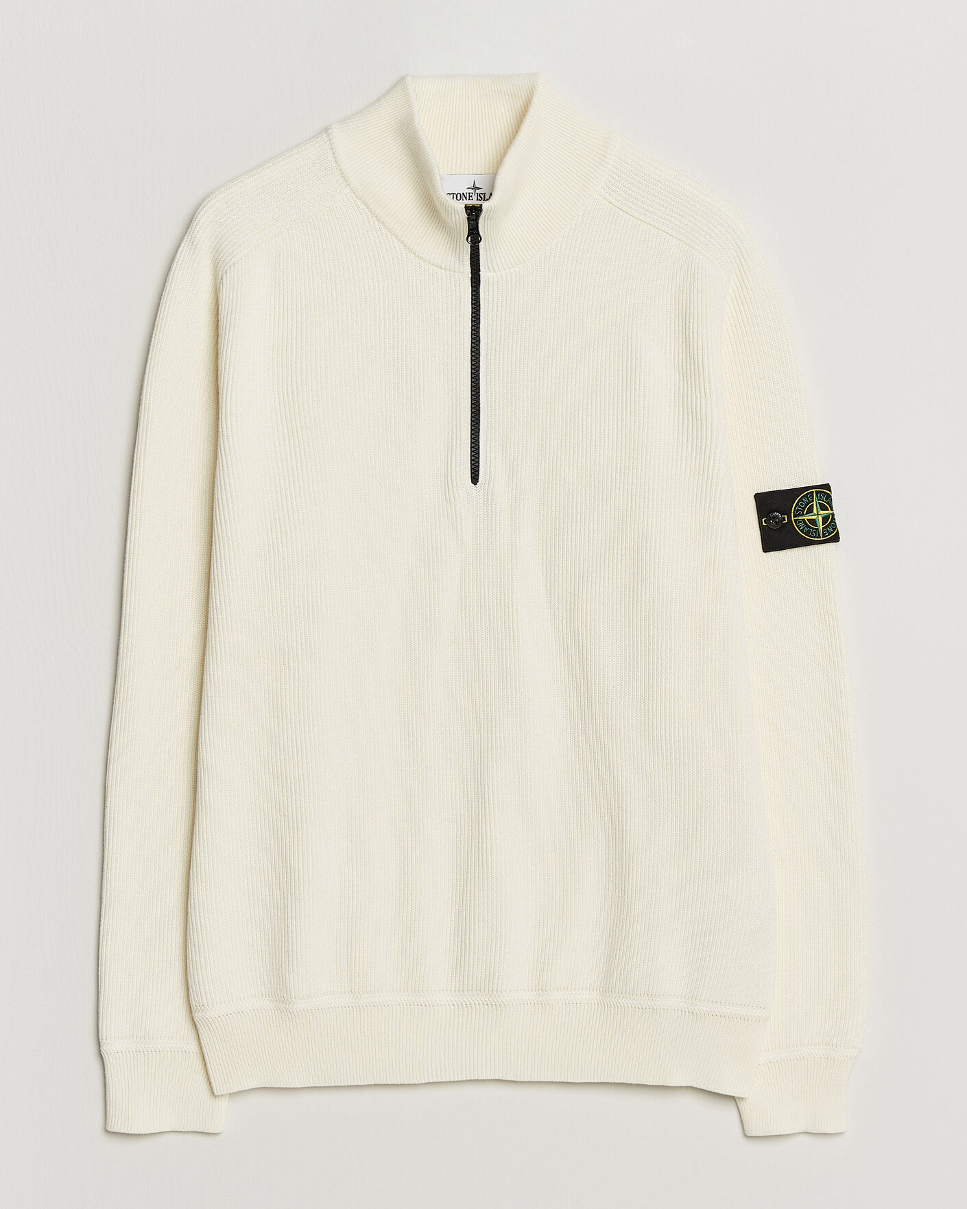 Uomini | Maglieria | Stone Island | Ribbed Soft Organic Cotton Half-Zip Ivory