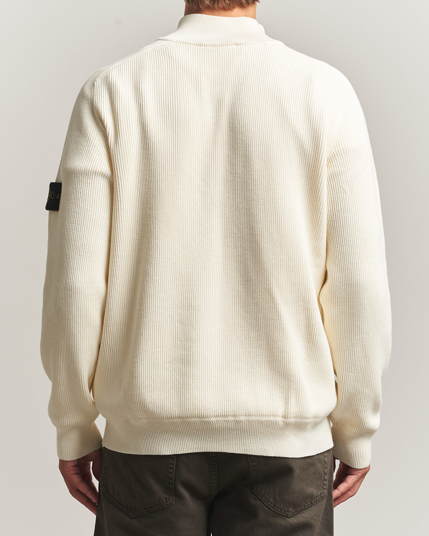 Uomini | Maglieria | Stone Island | Ribbed Soft Organic Cotton Half-Zip Ivory