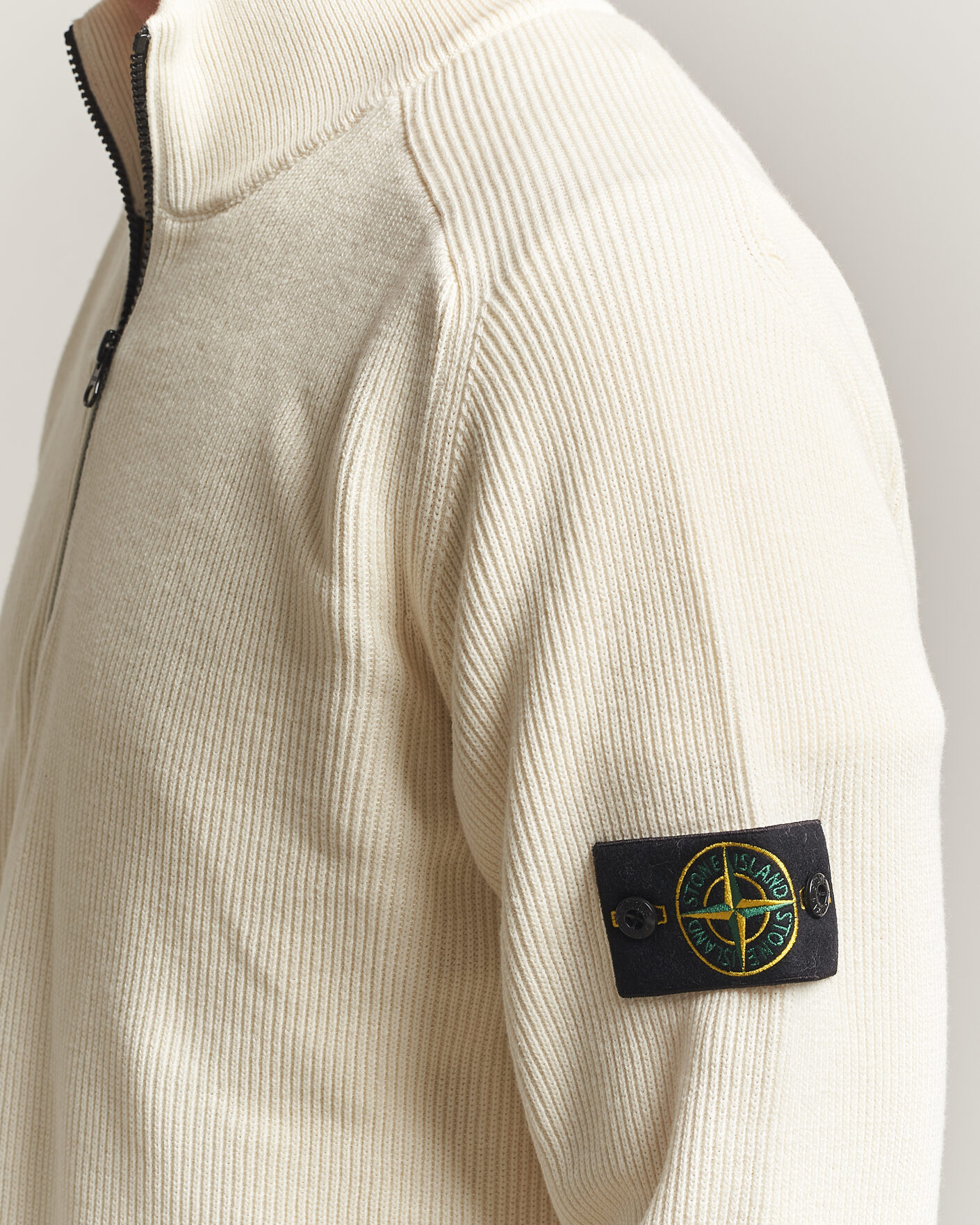 Uomini | Maglieria | Stone Island | Ribbed Soft Organic Cotton Half-Zip Ivory