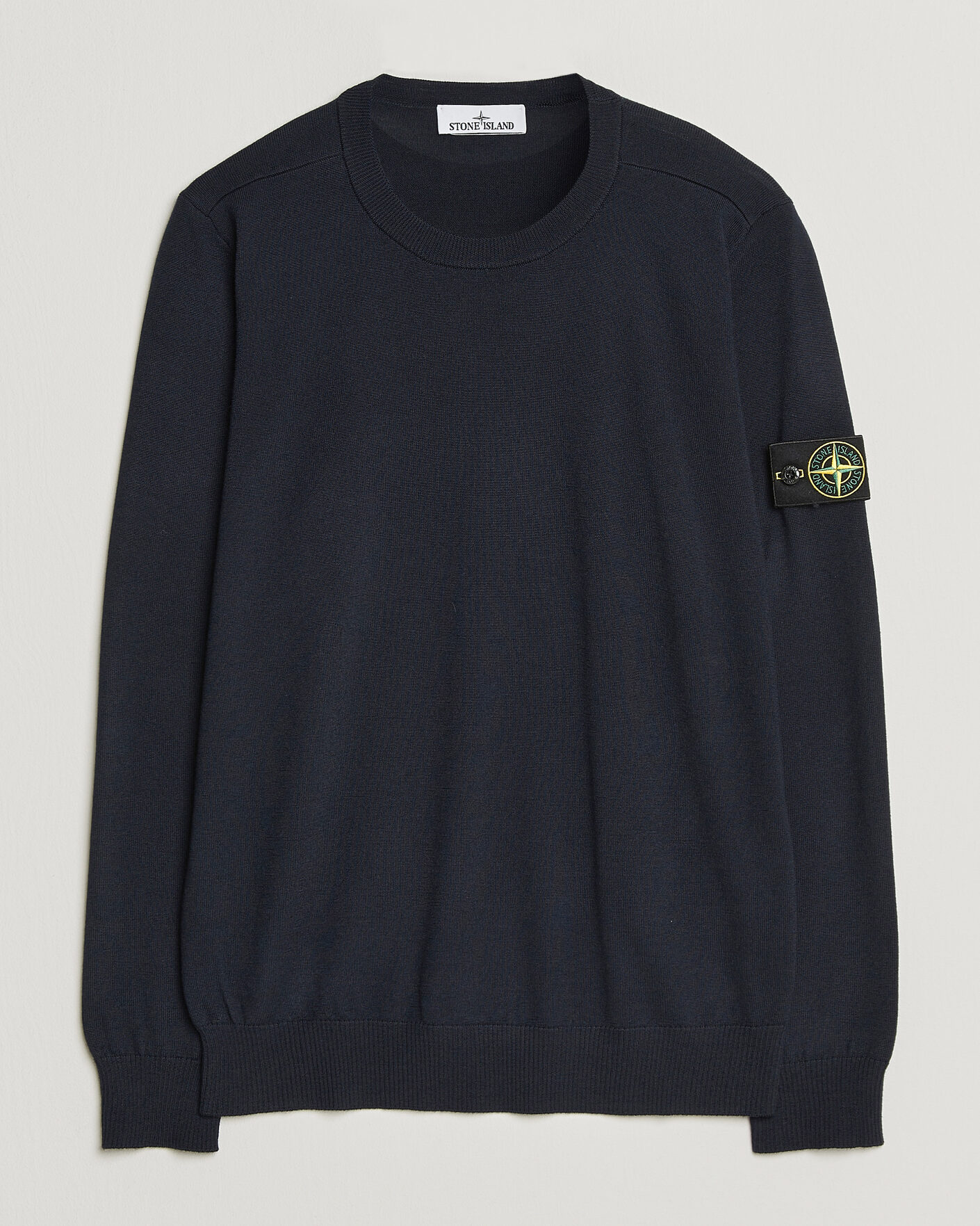 Uomini | Maglieria | Stone Island | Light Pure Wool Crew Neck Navy Blue