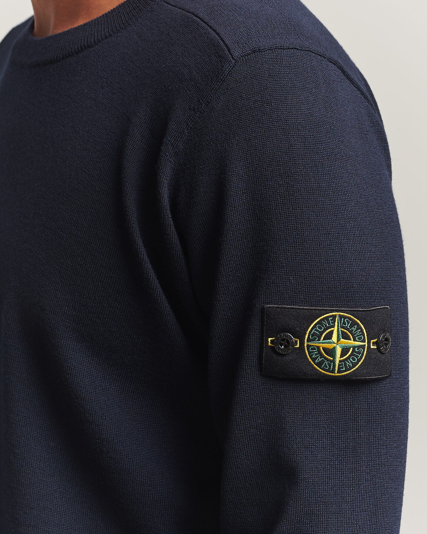 Uomini | Maglieria | Stone Island | Light Pure Wool Crew Neck Navy Blue