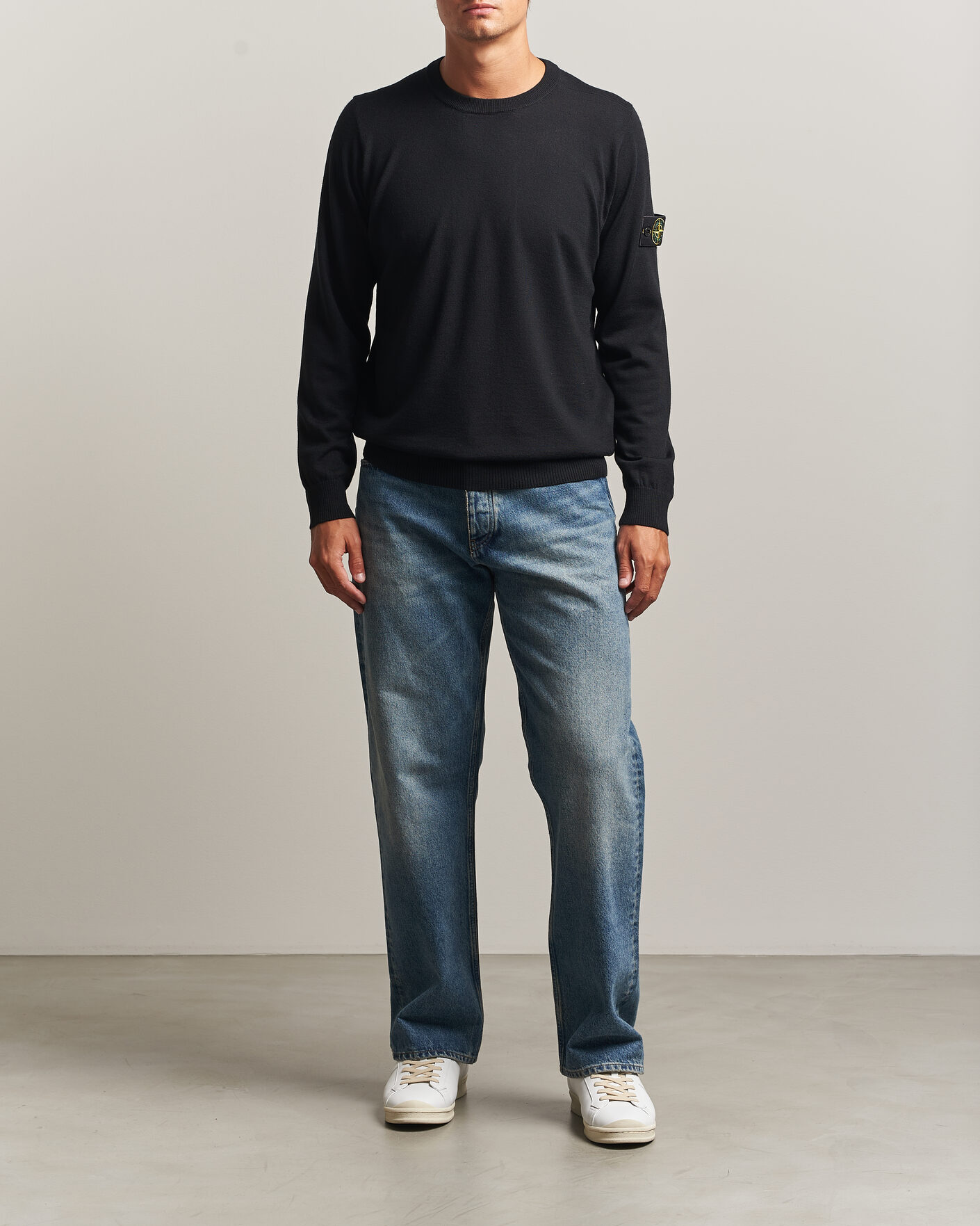 Uomini | Maglieria | Stone Island | Light Pure Wool Crew Neck Black