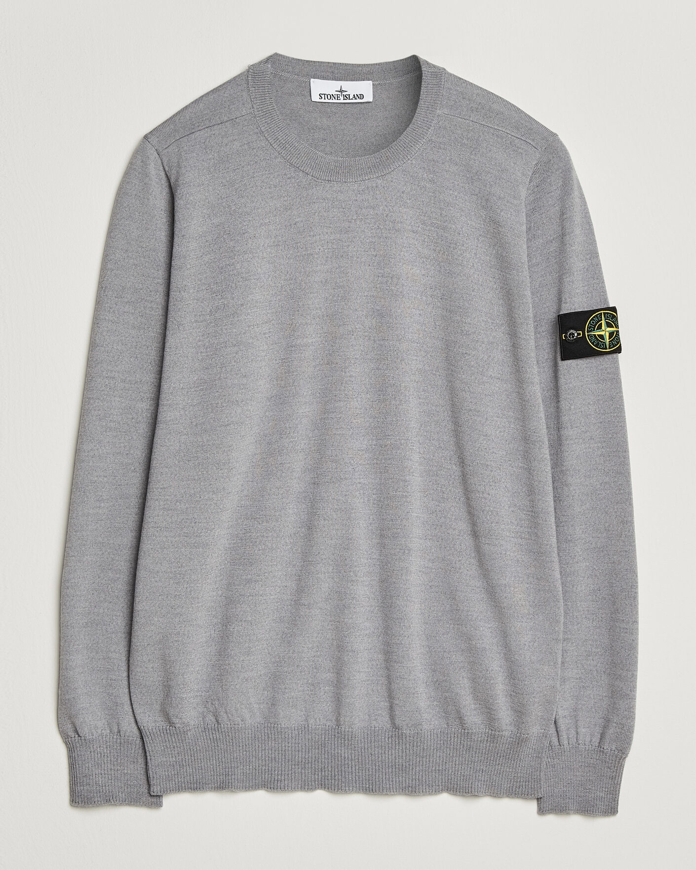 Uomini | Maglieria | Stone Island | Light Pure Wool Crew Neck Ash Grey Melange