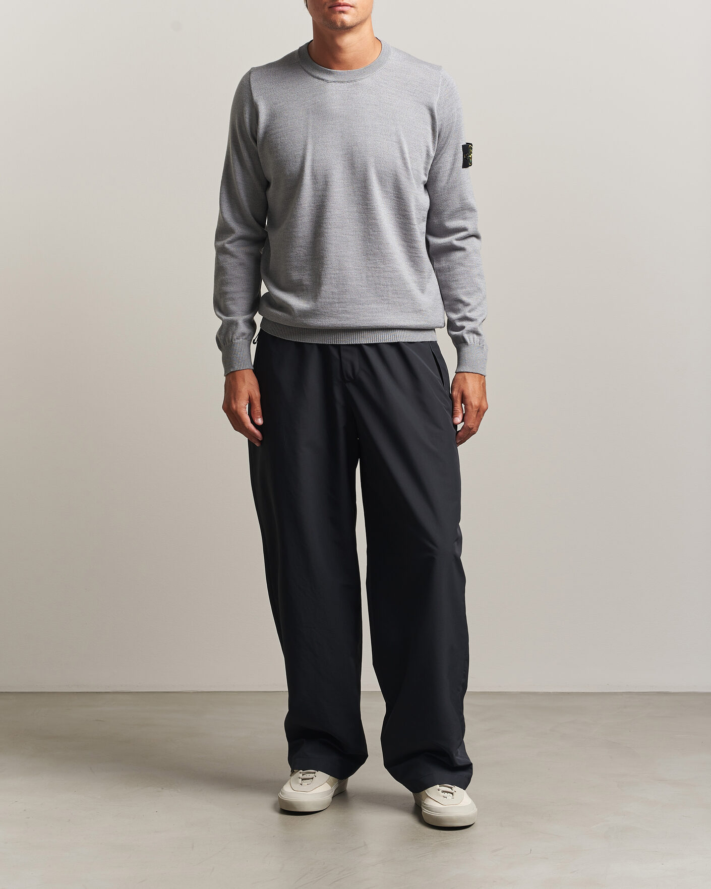 Uomini | Maglieria | Stone Island | Light Pure Wool Crew Neck Ash Grey Melange