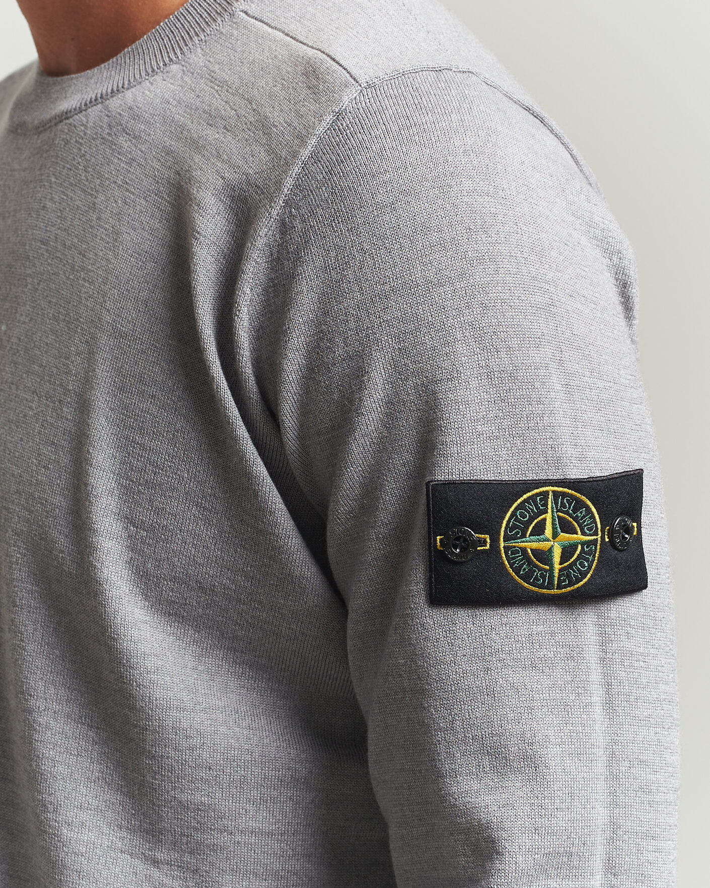 Uomini | Maglieria | Stone Island | Light Pure Wool Crew Neck Ash Grey Melange