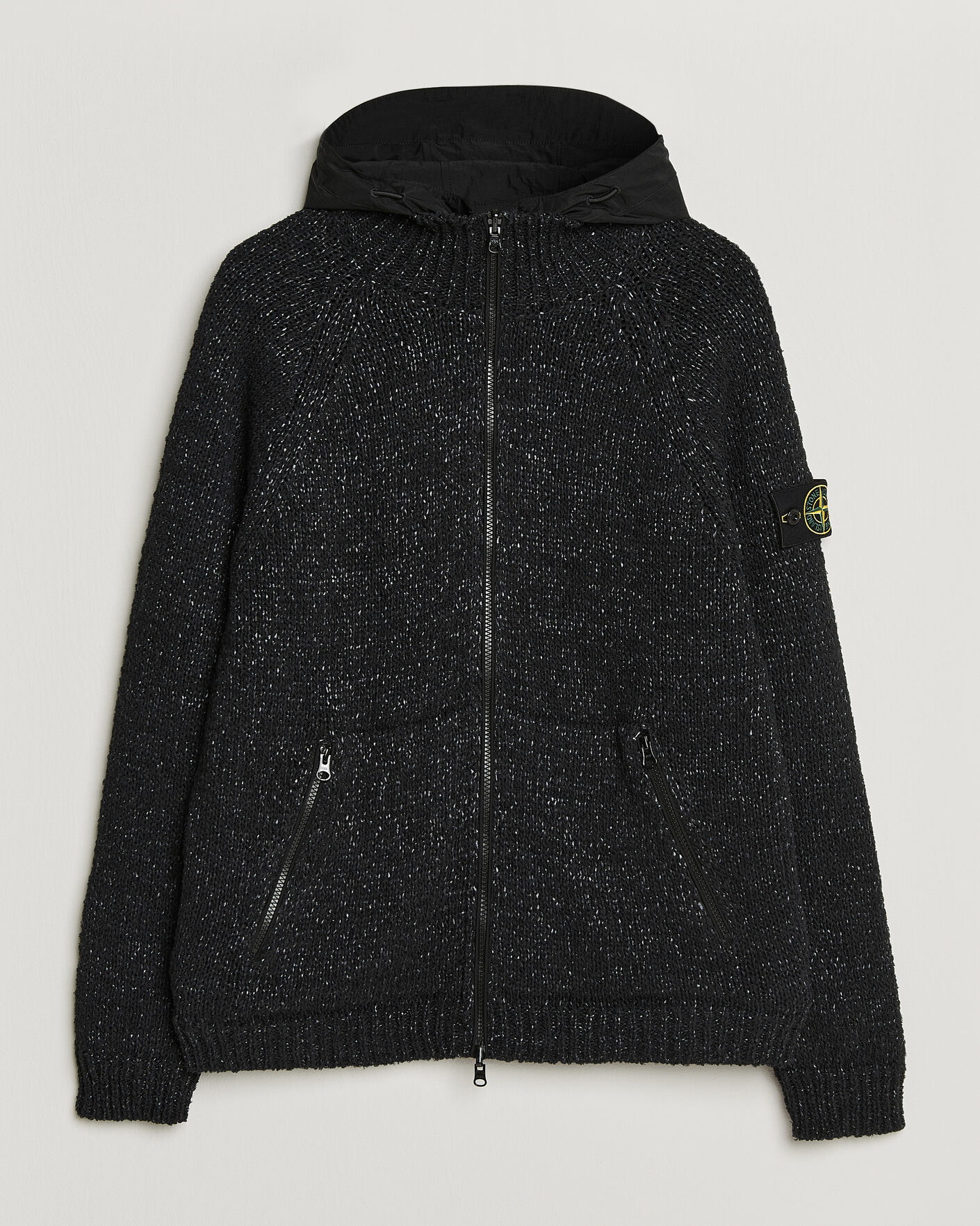 Uomini | Maglieria | Stone Island | Brushed Cotton/Nylon Reversible Zip Hood Black