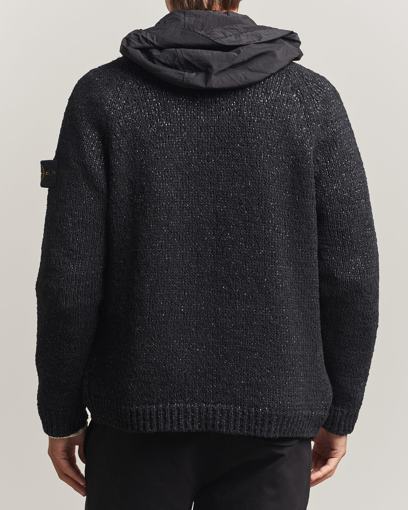 Uomini | Maglieria | Stone Island | Brushed Cotton/Nylon Reversible Zip Hood Black