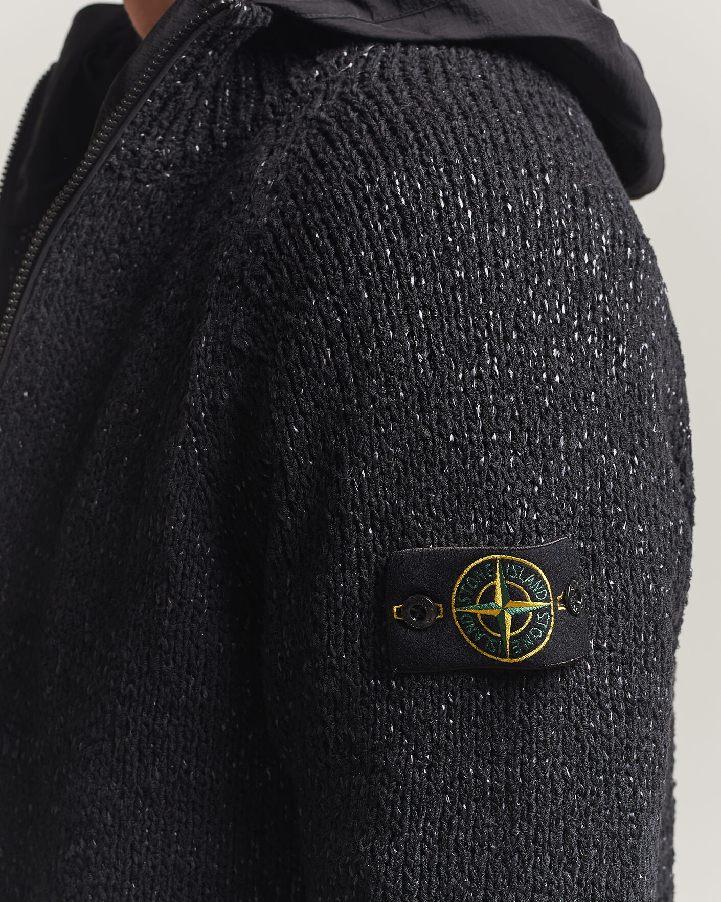 Uomini | Maglieria | Stone Island | Brushed Cotton/Nylon Reversible Zip Hood Black
