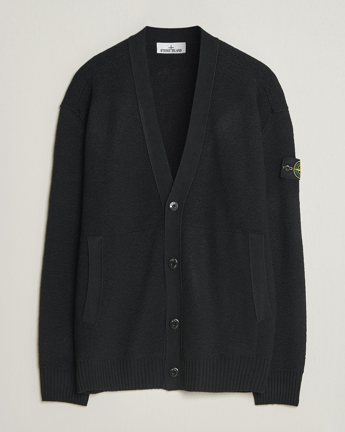 Uomini | Maglieria | Stone Island | Textured Stitch Wool Cardigan Black