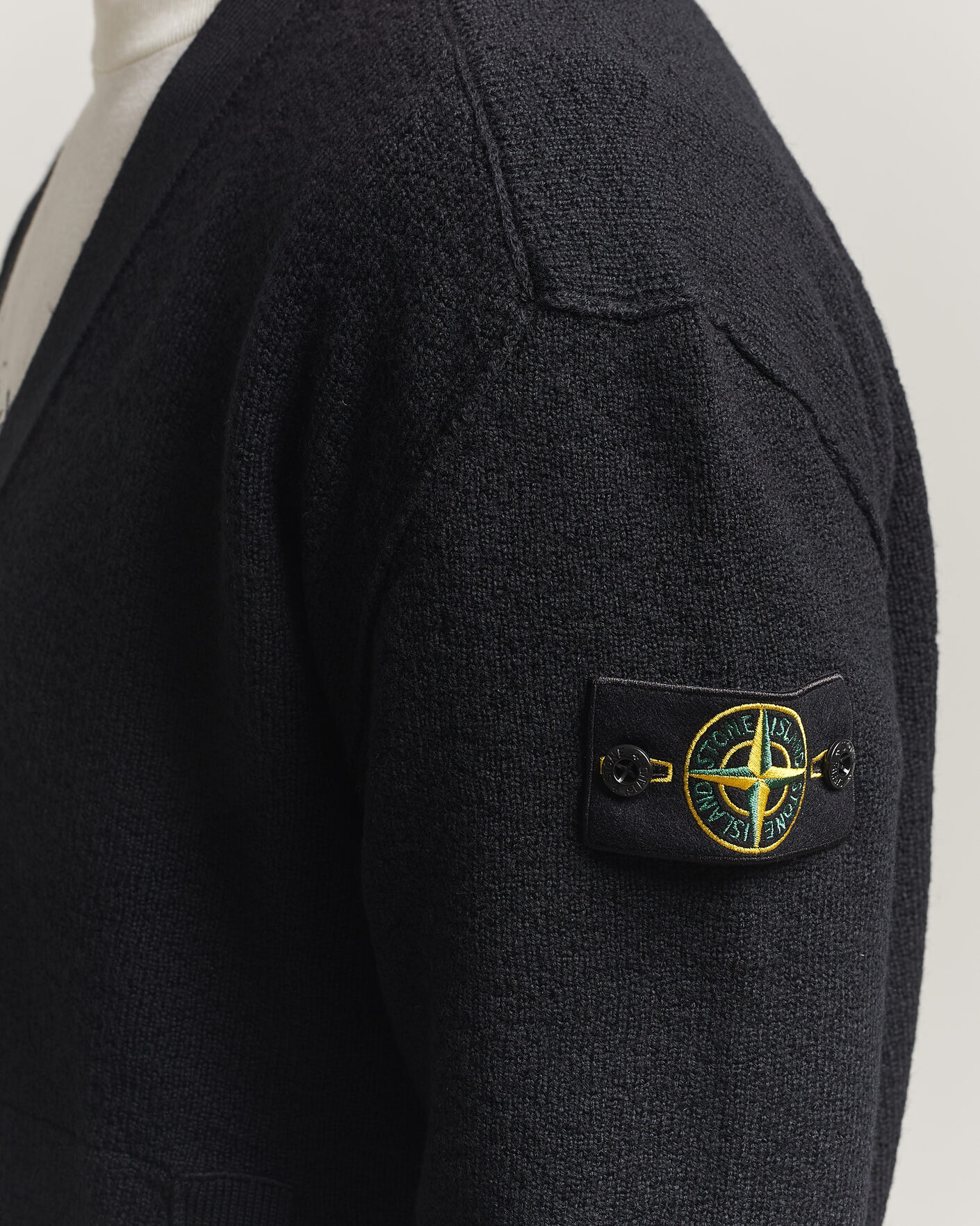 Uomini | Maglieria | Stone Island | Textured Stitch Wool Cardigan Black