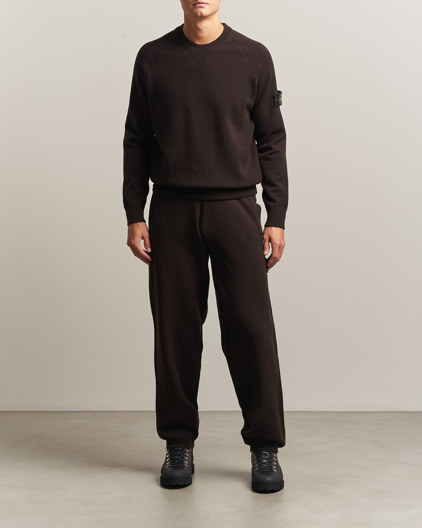 Uomini | Maglieria | Stone Island | Plush Stitch Stretch Wool Sweat Coal Grey