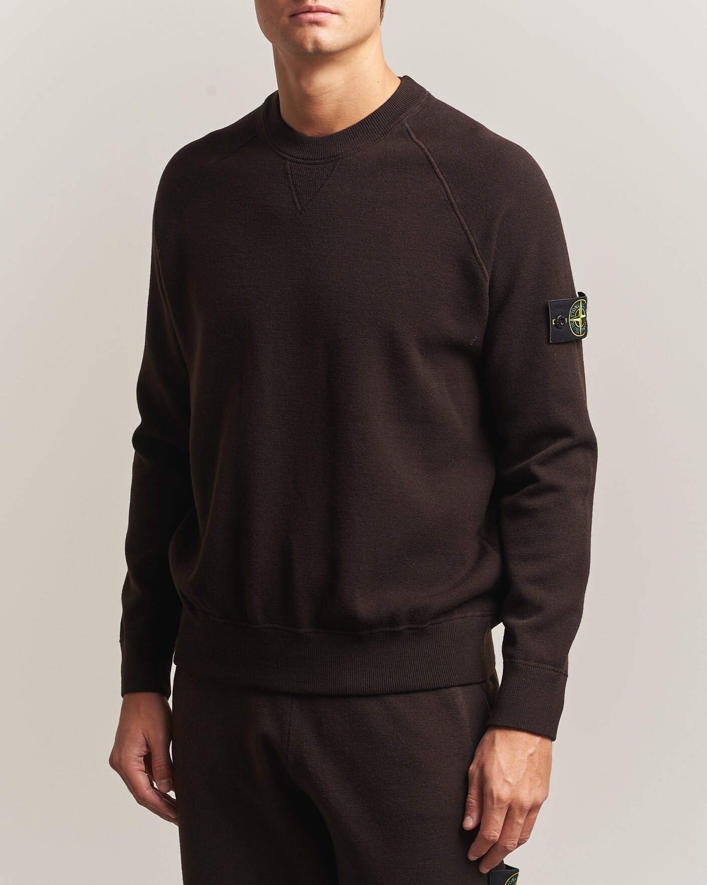 Uomini | Maglieria | Stone Island | Plush Stitch Stretch Wool Sweat Coal Grey
