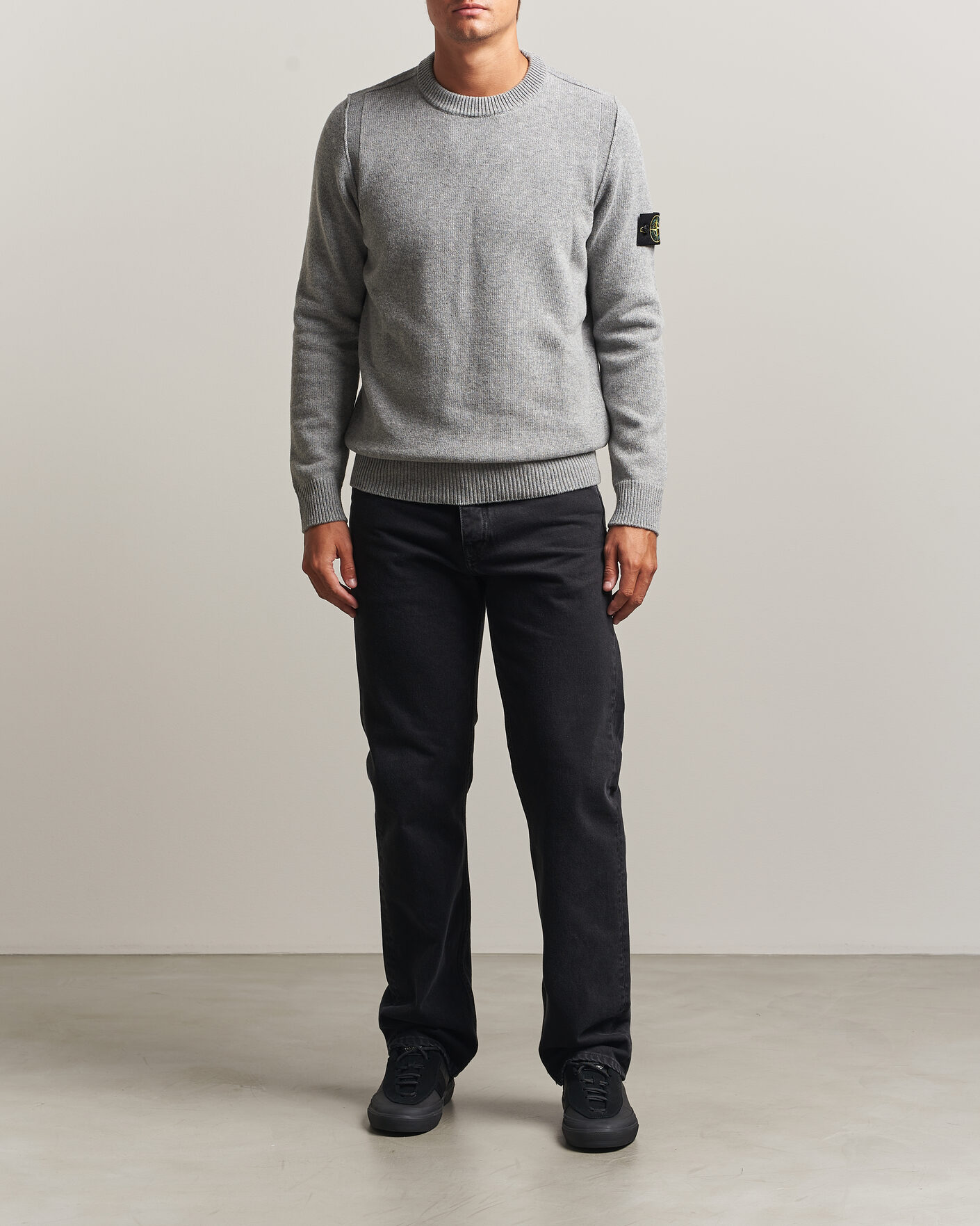 Uomini | Maglieria | Stone Island | Knitted Lambswool Crew Neck Grey Melange