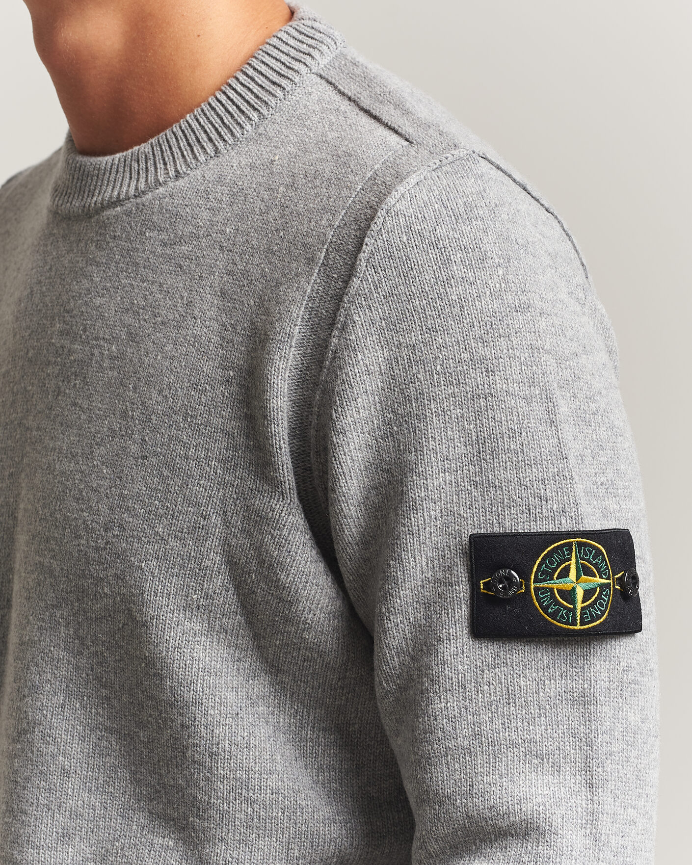 Uomini | Maglieria | Stone Island | Knitted Lambswool Crew Neck Grey Melange