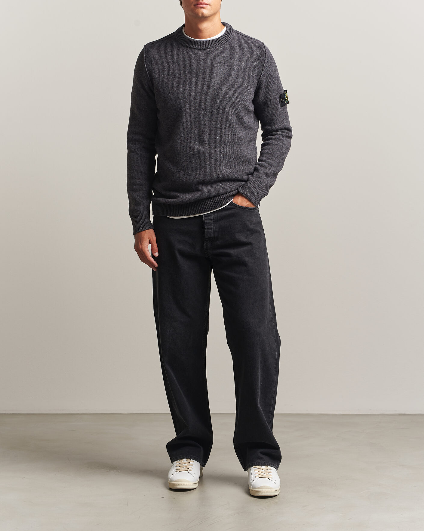 Uomini | Maglieria | Stone Island | Knitted Lambswool Crew Neck Melange Lead
